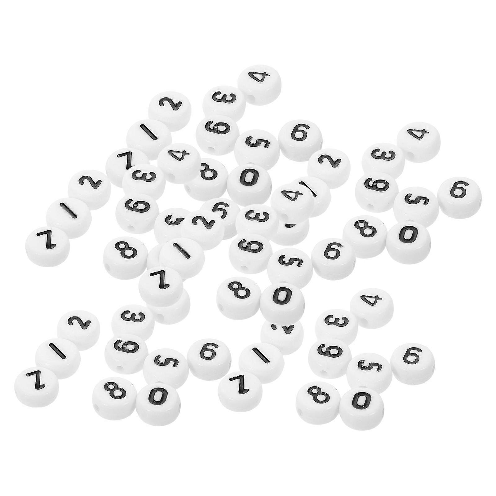 White Acrylic Number Beads for Bracelet Making Flat Round Shape 2000Pcs
