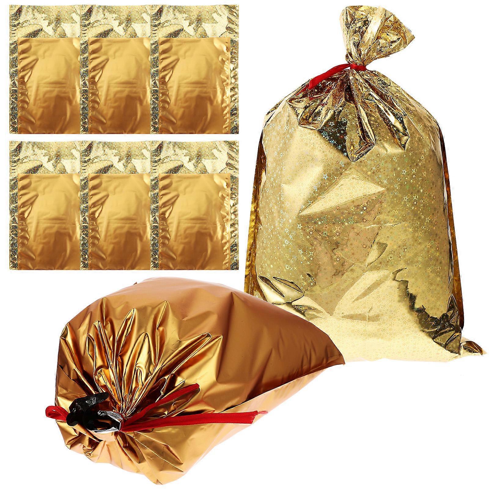 72 Pcs Golden Xmas Candy Bags Ideal For Christmas Festival With Easy To Open Design And Rectangular Shape