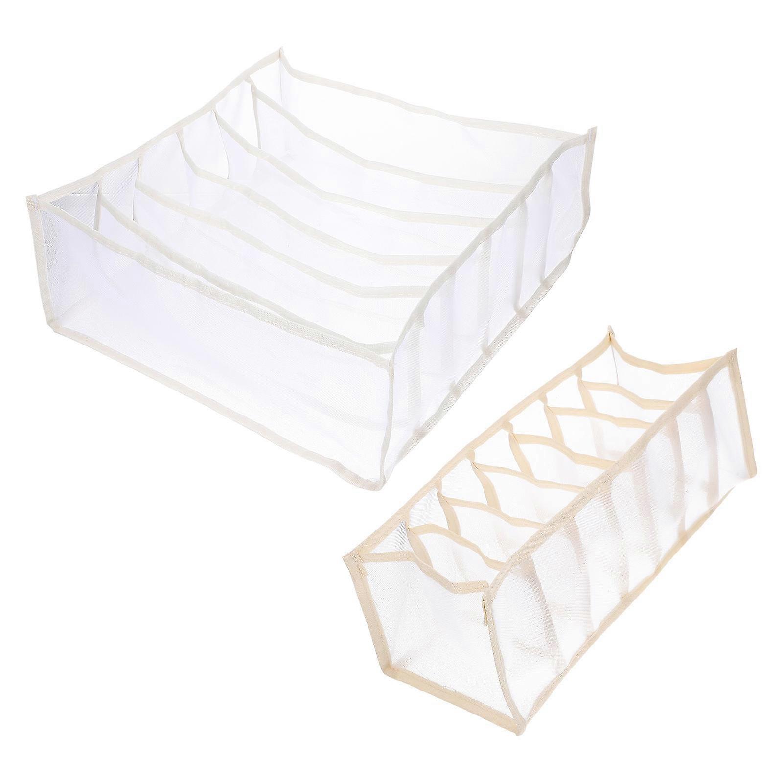 Underwear Storage Box in Beige for Home Use Made with Nylon 2Pcs