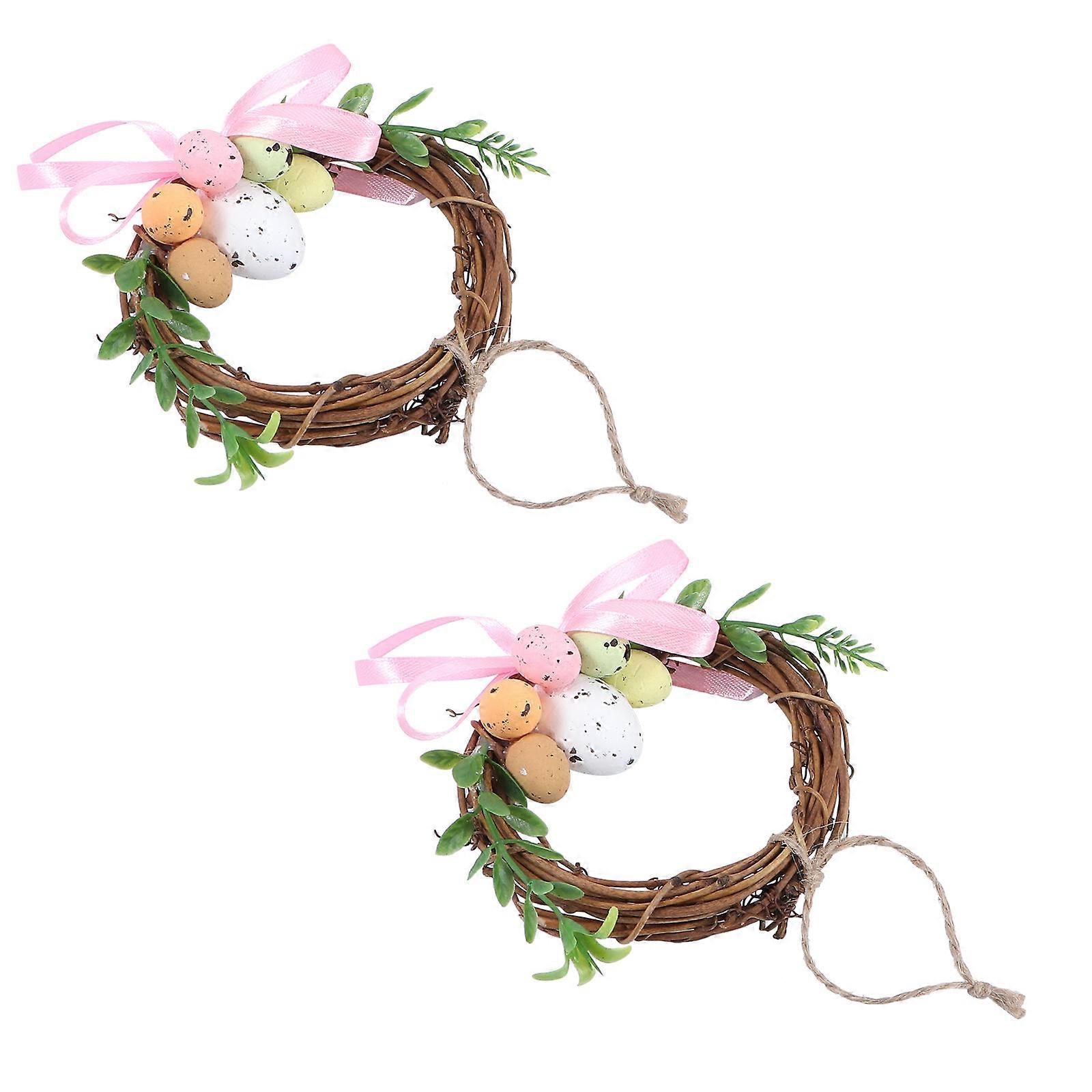 Assorted Color Easter Garland Wreath Pendant for Decor 6Pcs