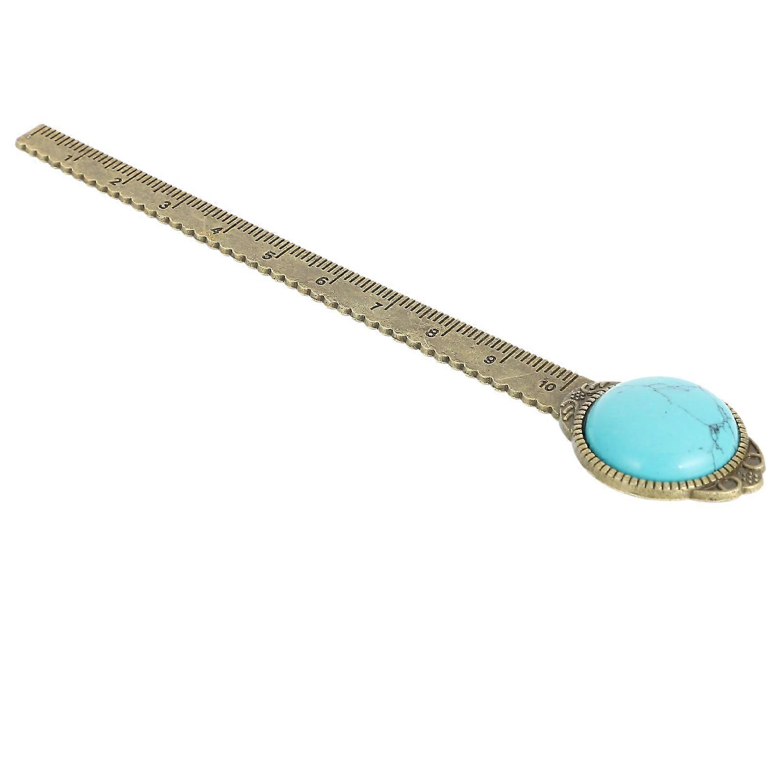 Reading Tool Zinc Alloy Book Mark Ruler 2Pcs with Blue Natural Stone