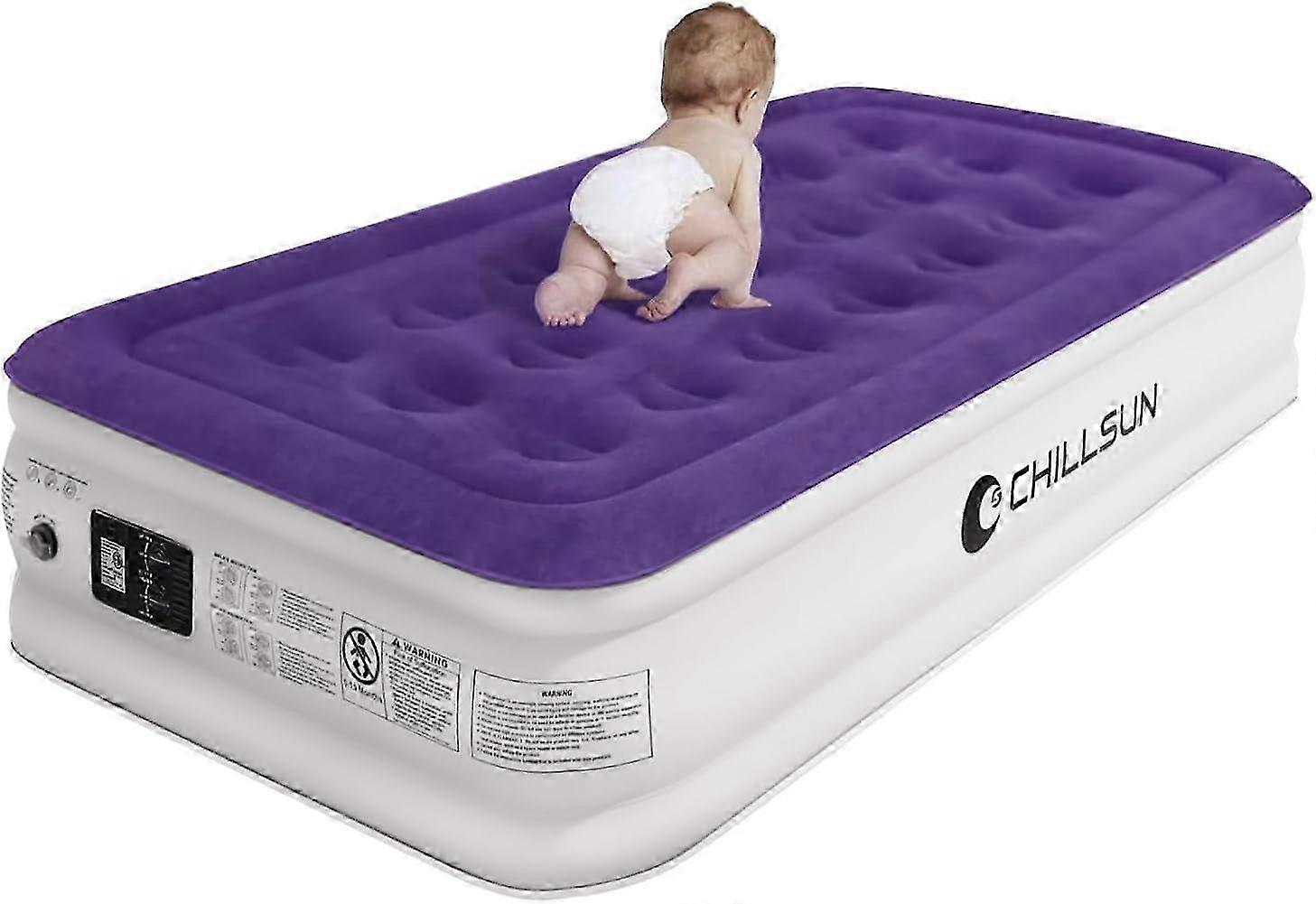 Colchón inflable doble con bomba incorporada, inflado rápido en 3 minutos, cómodo colchón inflable para acampar y viajar, 190 x 99 x 45 cm, 259 kg (máximo 2025)