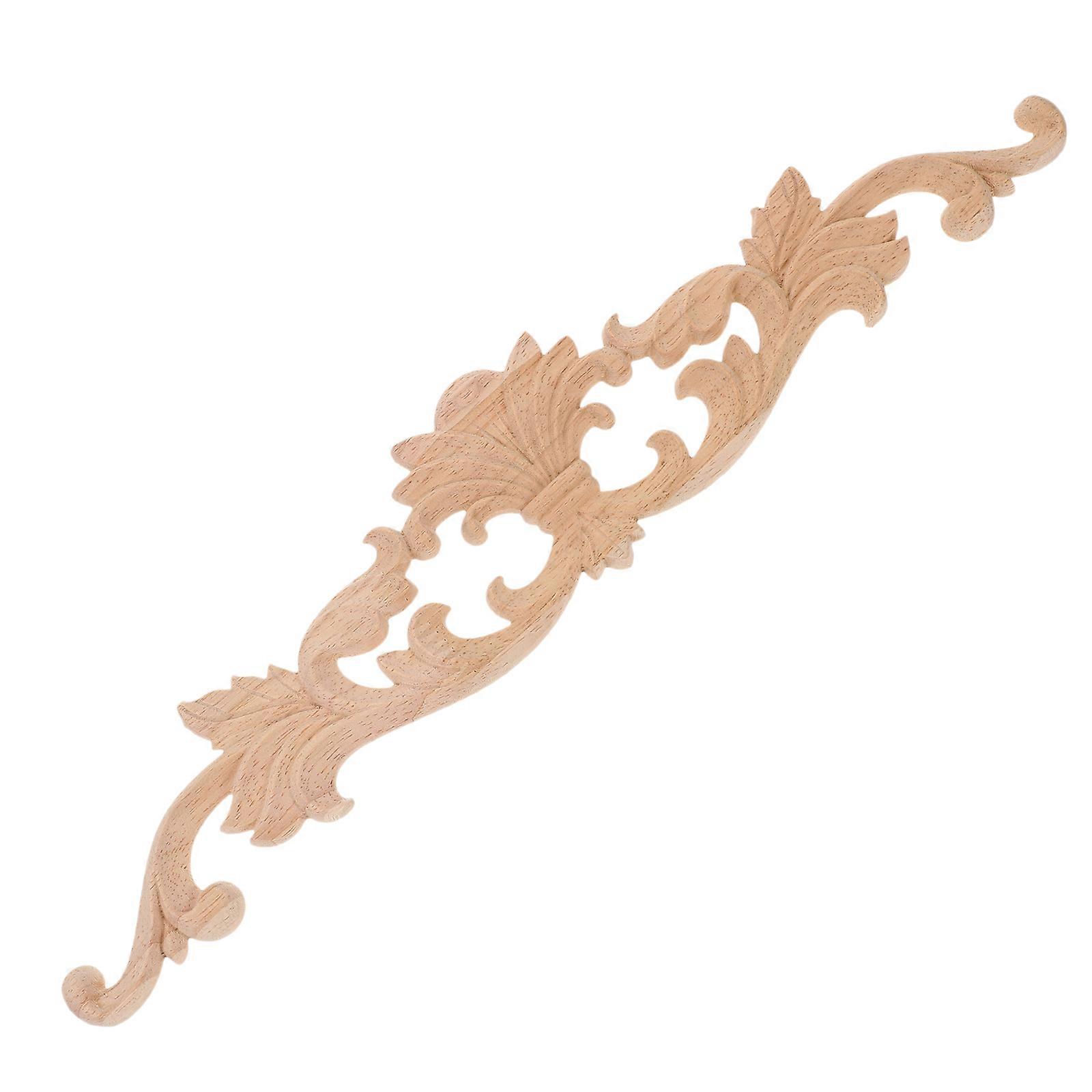 Rectangular Wood Carved Applique 4Pcs Paintable Decorative Elements For Cabinet Door Decoration In Khaki Color