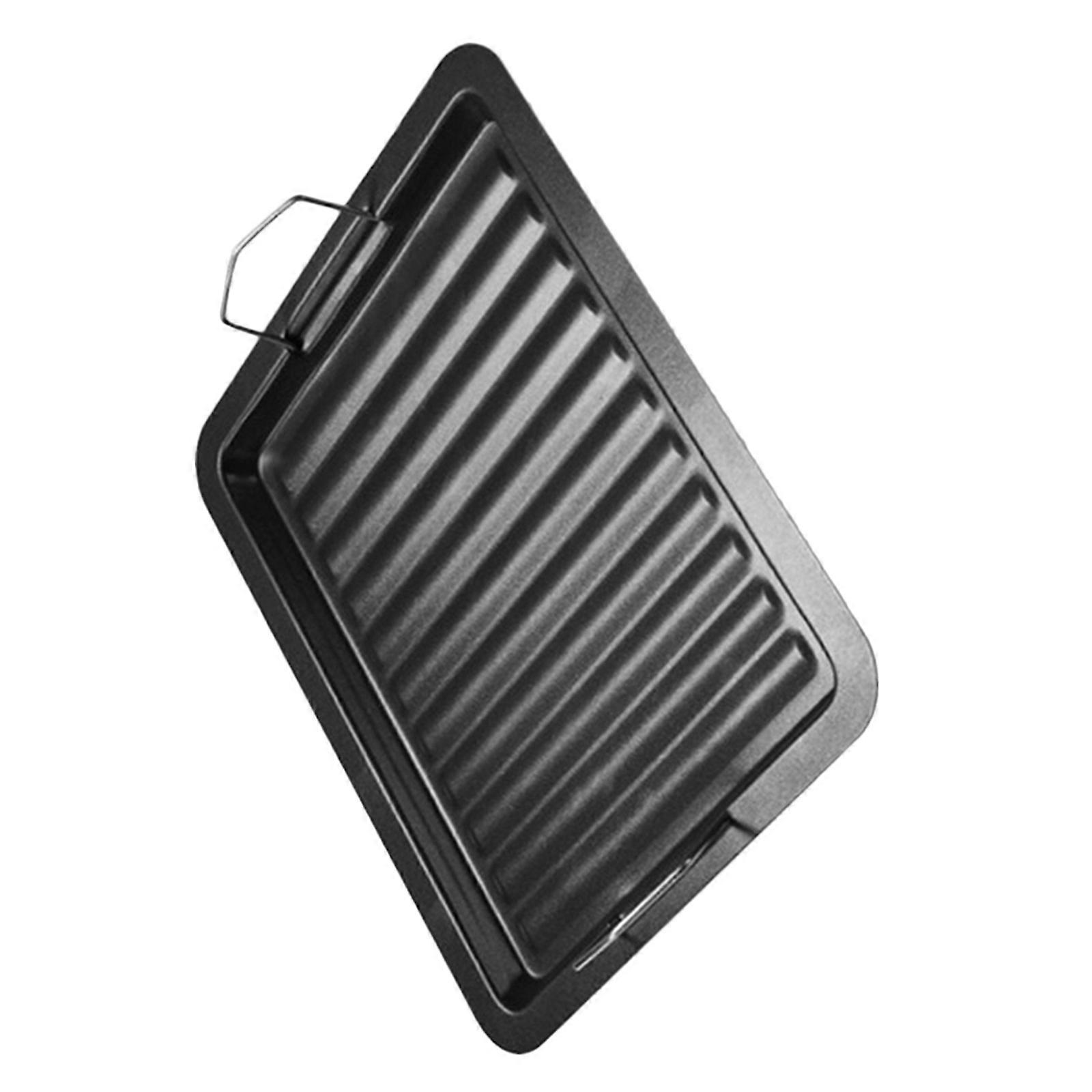 Enamel Grill Pan For Outdoor Grill Round Edges Multi-Function Grilling Camping 29.5X25Cm 1Pack