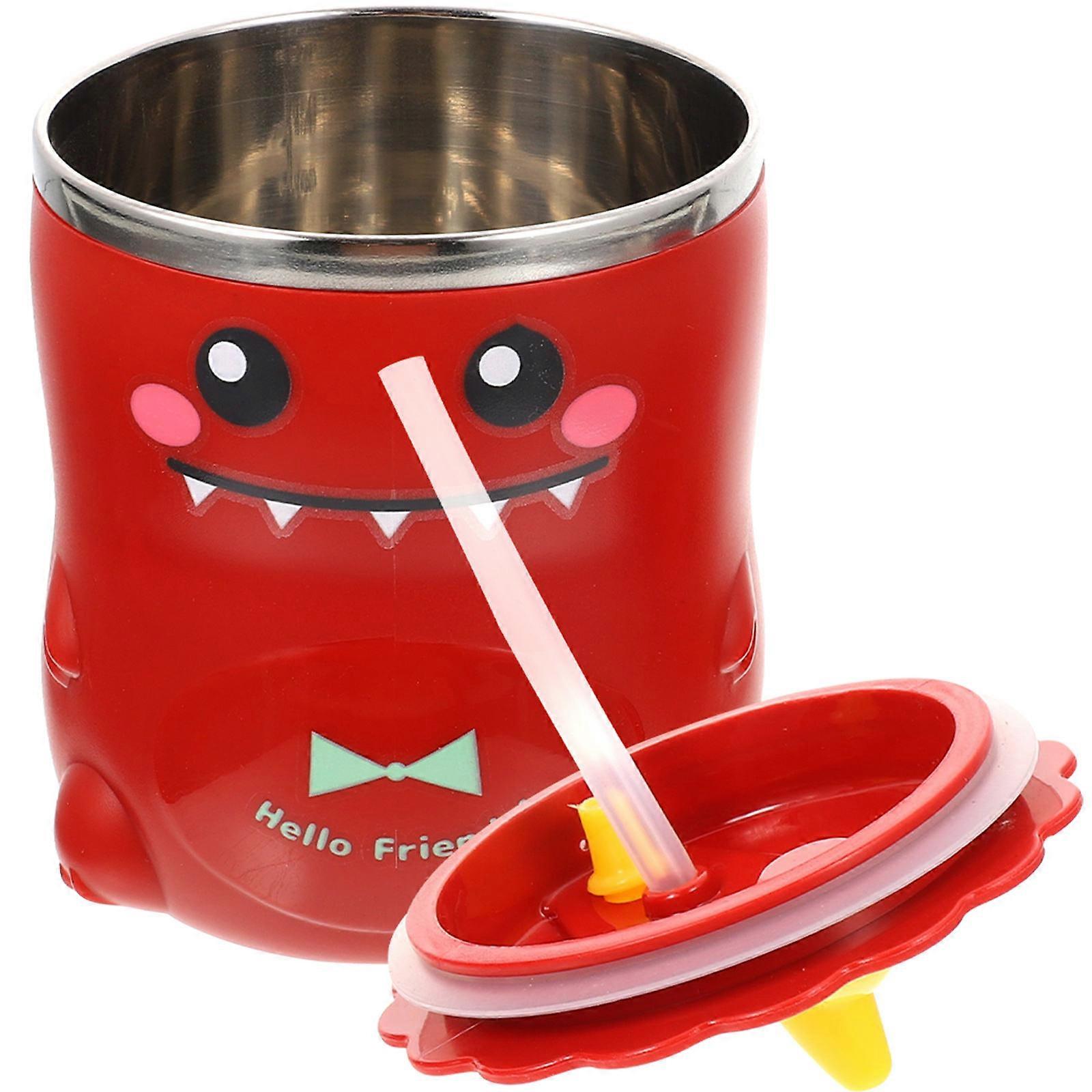 Stainless Steel Dinosaur Cup Designed For Daily Use With Cartoon Shape And Double Layer Red Color 4Pcs For Kids And Adults