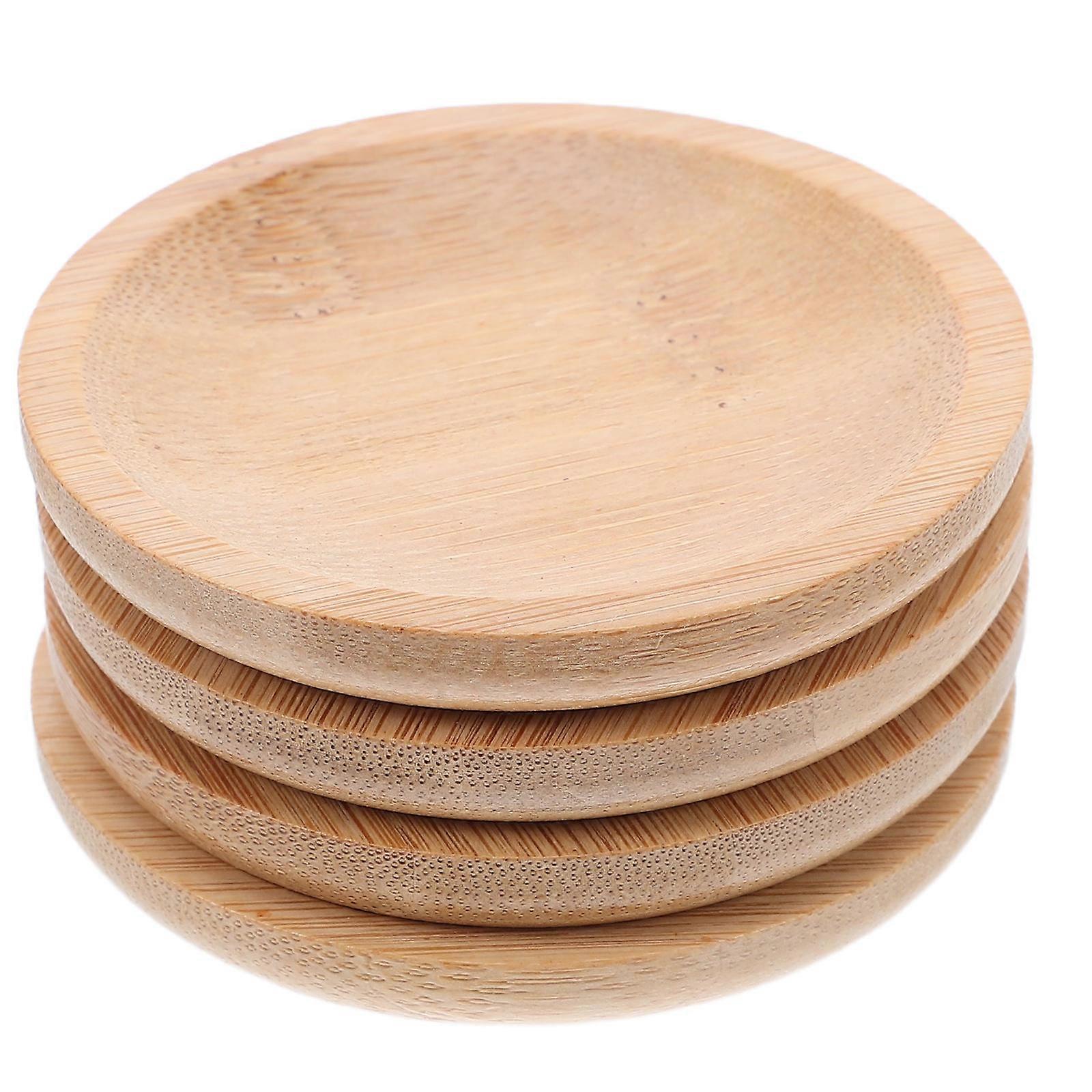 Bamboo Serving Dishes For Dining Table Condiments 7.50X7.50X1.00CM Simple Style 12-Pcs