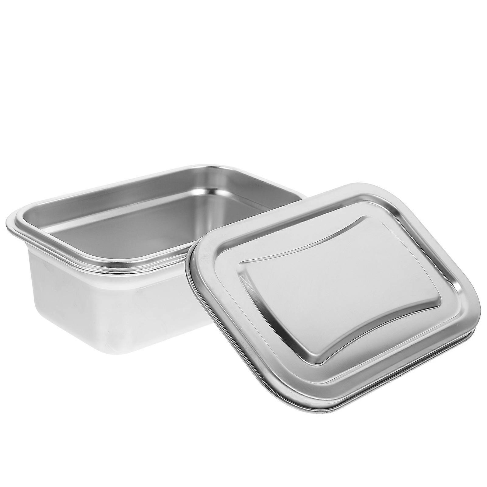 Ice Cream Container 5Pcs 1000ml with Lid for Home Use Food Storage Rectangular Shape in Stainless Steel