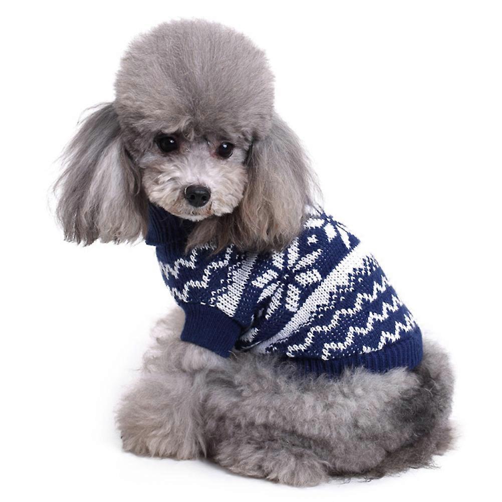 Pet Turtleneck Sweater Blue Durable Polyester Dog Winter Clothes for Pets