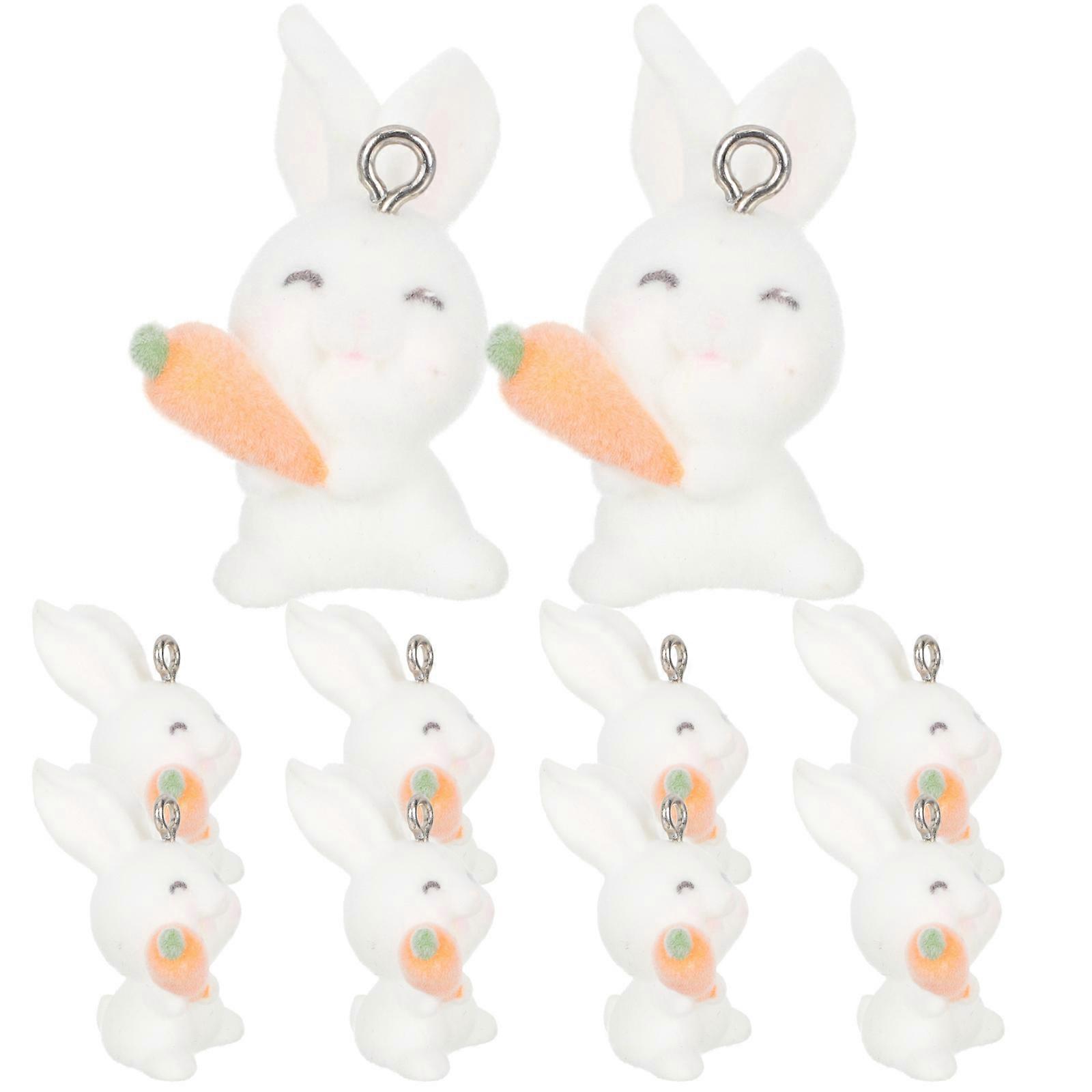 Resin Charms Rabbit Decoration White Material for Craft Projects 10Pcs