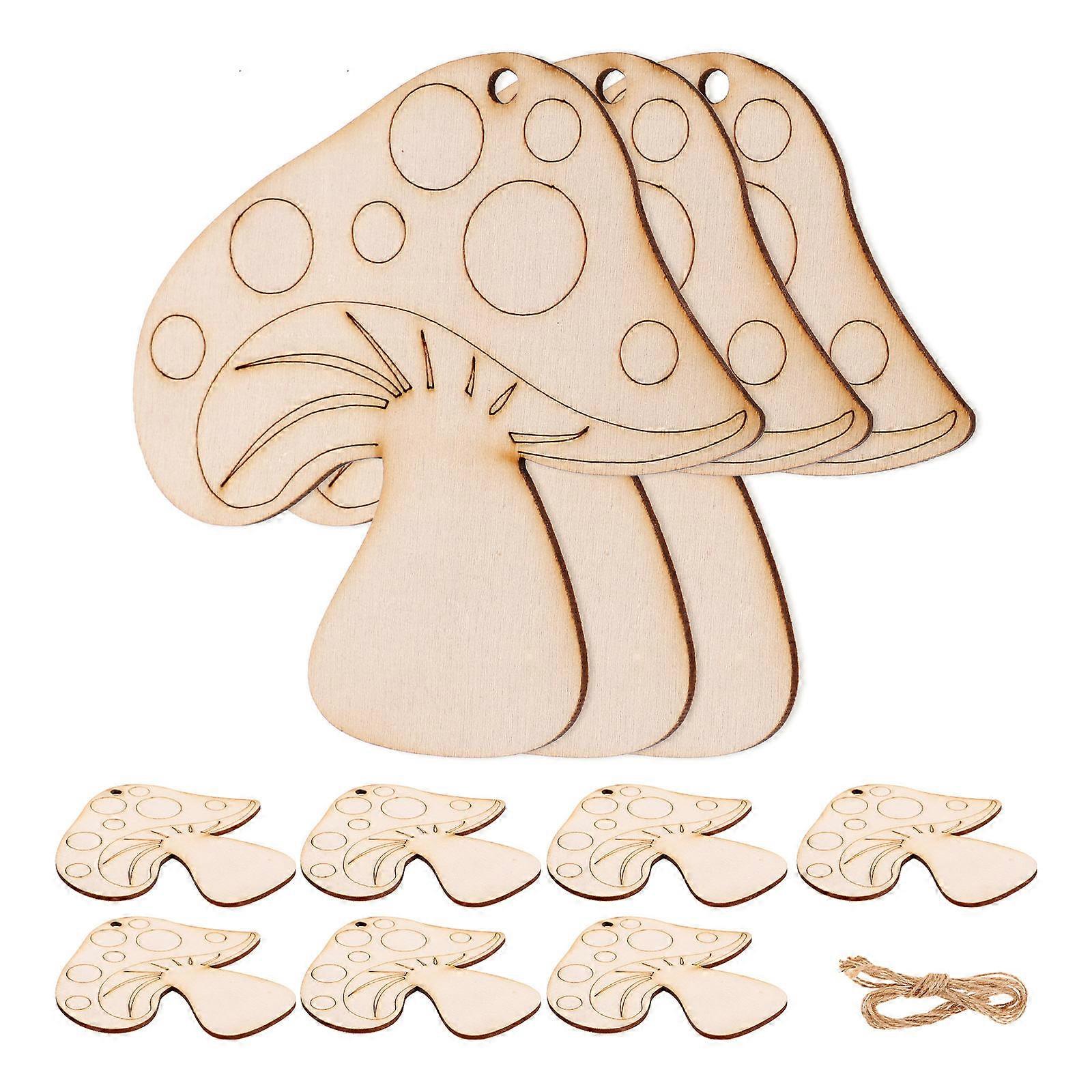 Wooden Mushroom Embellishments for Creative DIY Projects 2Sets