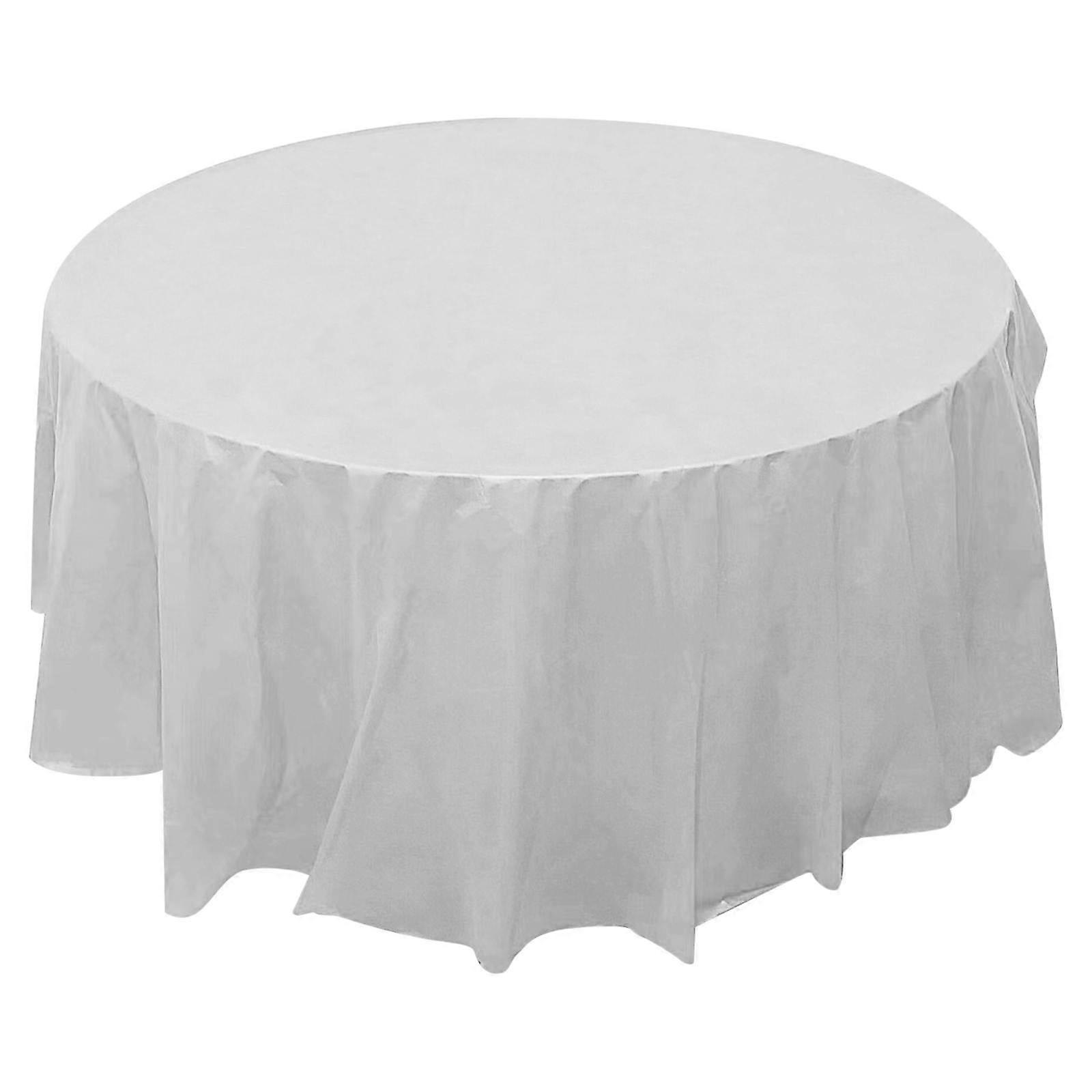 Nayueo Round Table Set, 84" White Circle Polyester Tablecloth, 213cm, 9 Colors Available, Stain & Wrinkle Resistant, Washable