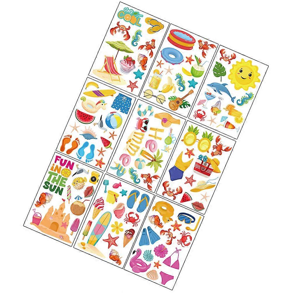 Beach Party Window Stickers 36 Sheets Removable Clings Ideal For Seasonal Decoration Office Home Use Assorted Color 36Sheets