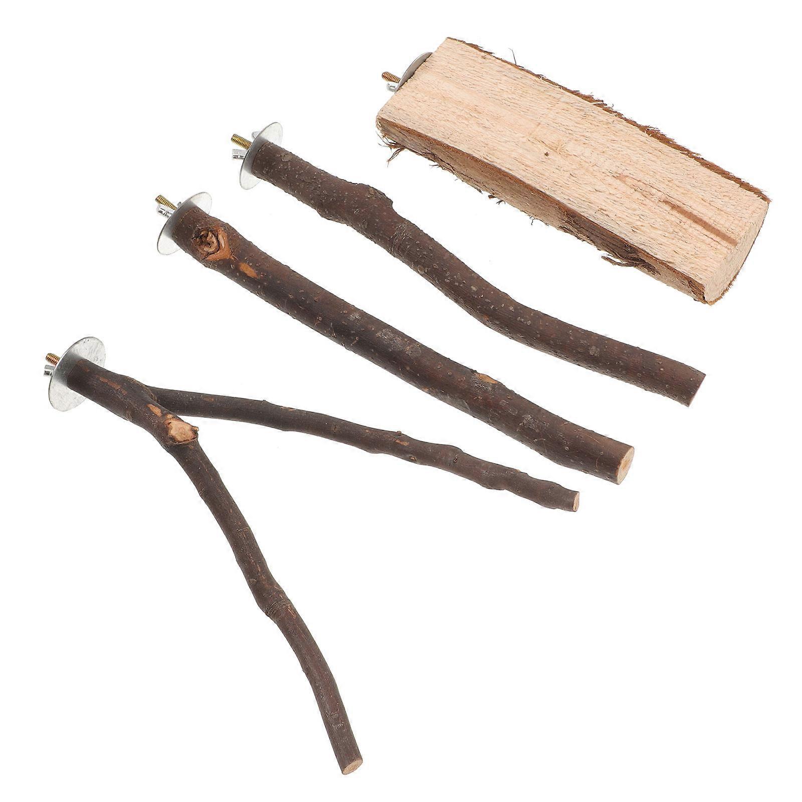 Wood Parrot Perch Stand for Bird Use 2Sets Platform Perches