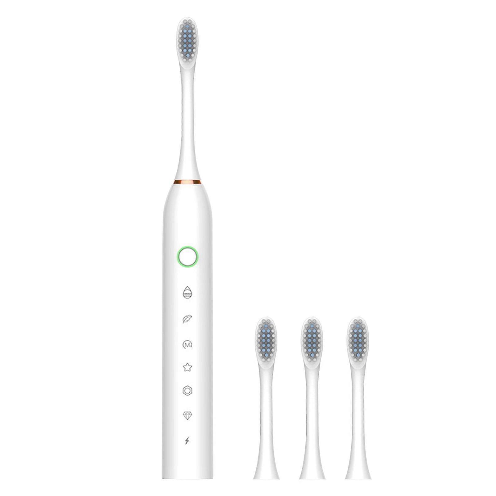 Holiday Saving! Feltree Electric Toothbrush with 4 Brush Heads, Smart 6-Speed Timer, IPX7 Waterproof White