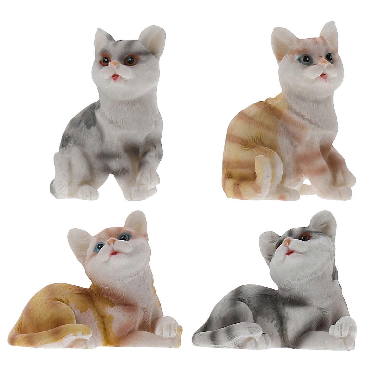 Resin Cat Ornament Cat Desktop Decoration for Home Use 8Pcs