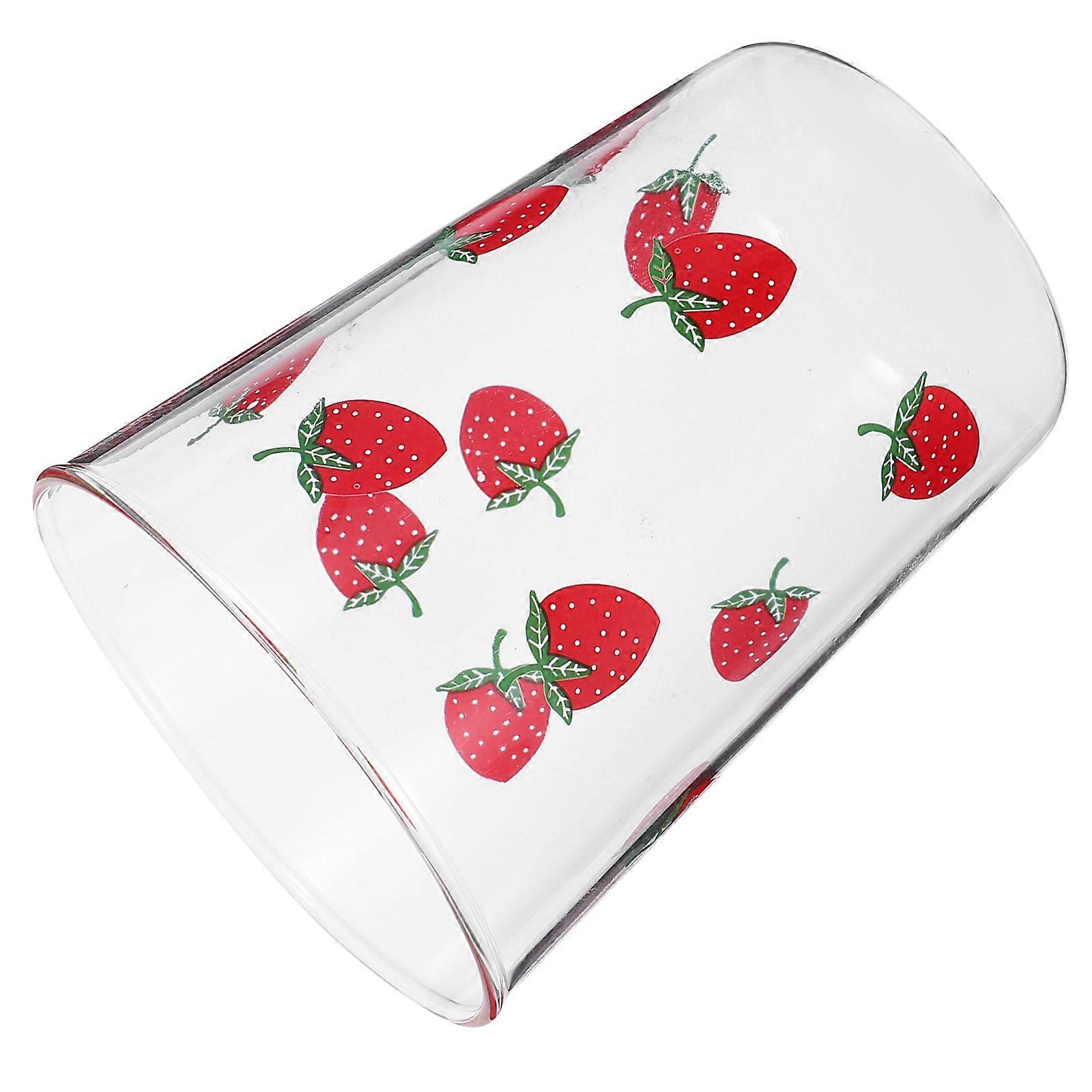 Glass Cup Red Printing Cup for Storage Use 2Pcs Perfect for Home
