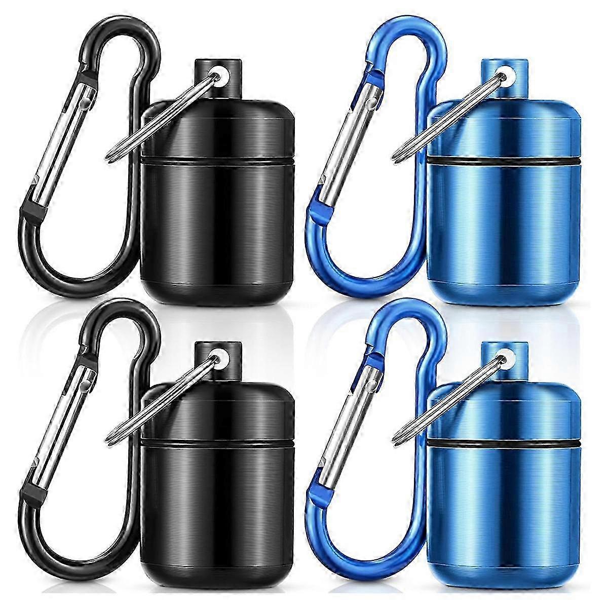 4 Pack Waterproof Metal Earplug Case Keychain, Portable Pill Holder for Keys, Travel Ear Plug Container