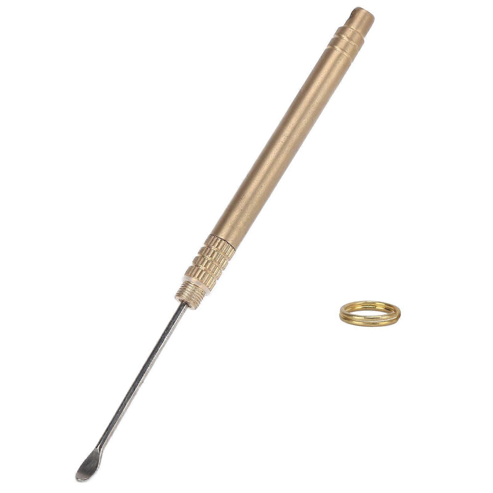 Ear Pick Titanium Alloy Brass Glossy Round Portable Light Removal Tool for Cleaning Ears