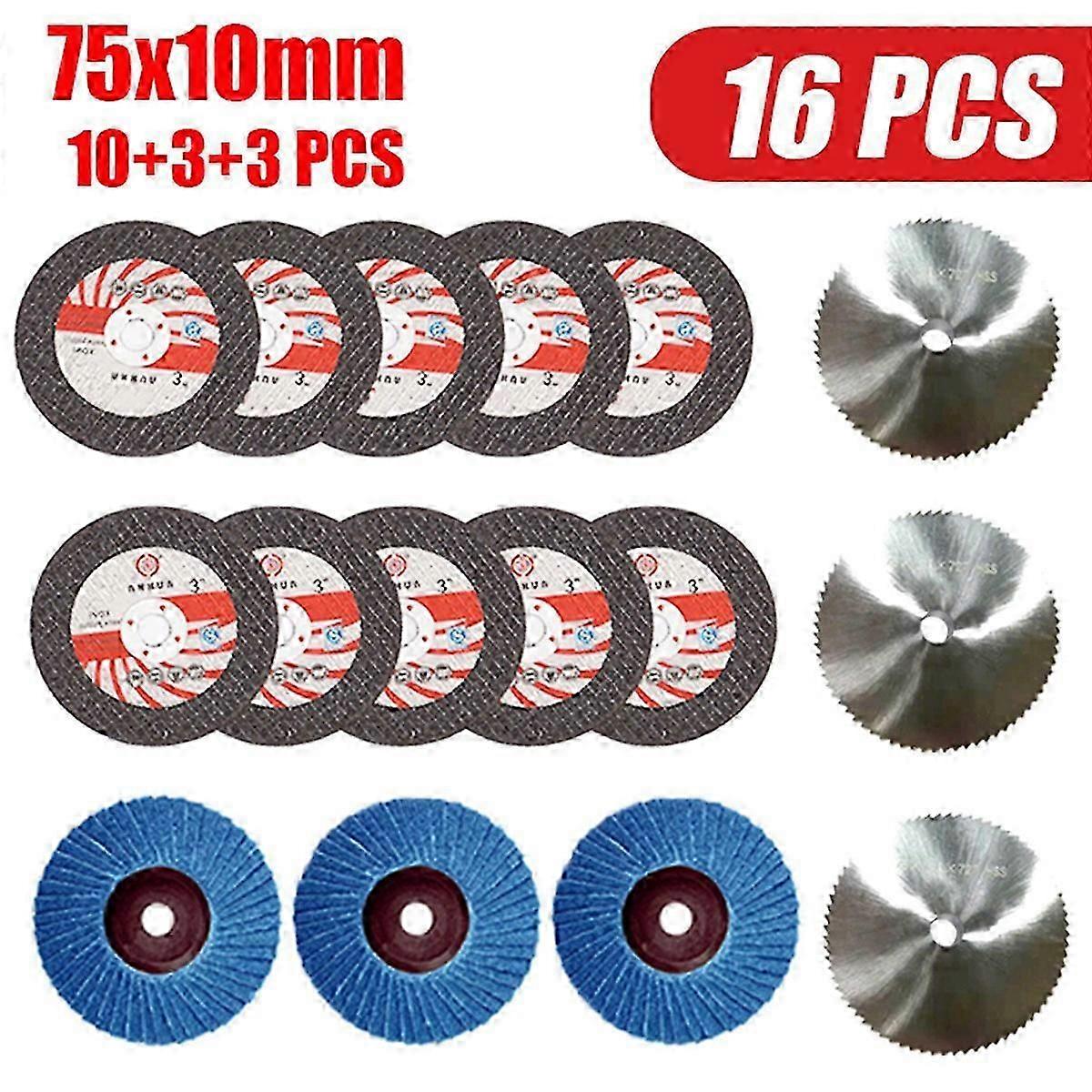 16Pcs 75X10Mm Angle Grinding Wheel Set for 12V Mini Angle Grinder