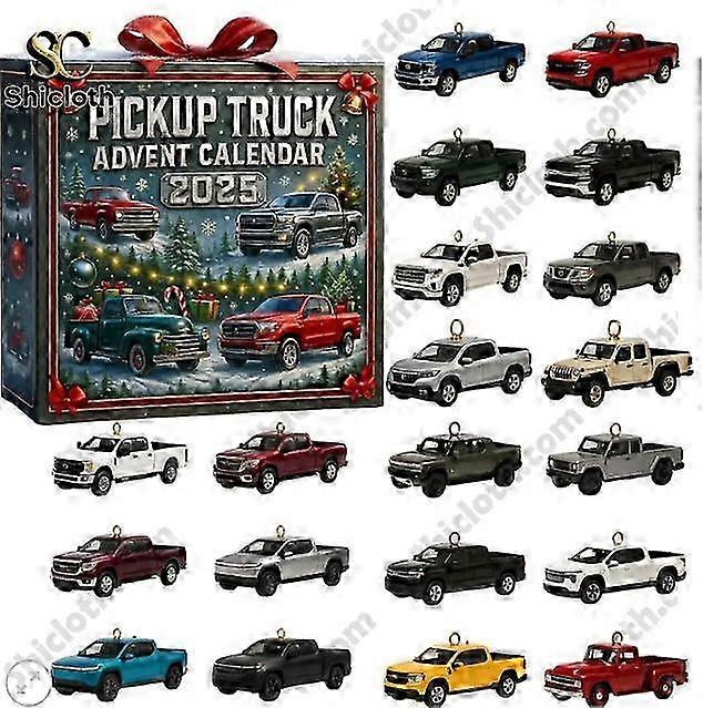 Pickup Truck Advent Urlaub Blind Box Weihnachtsbaumschmuck Acryl Anhänger