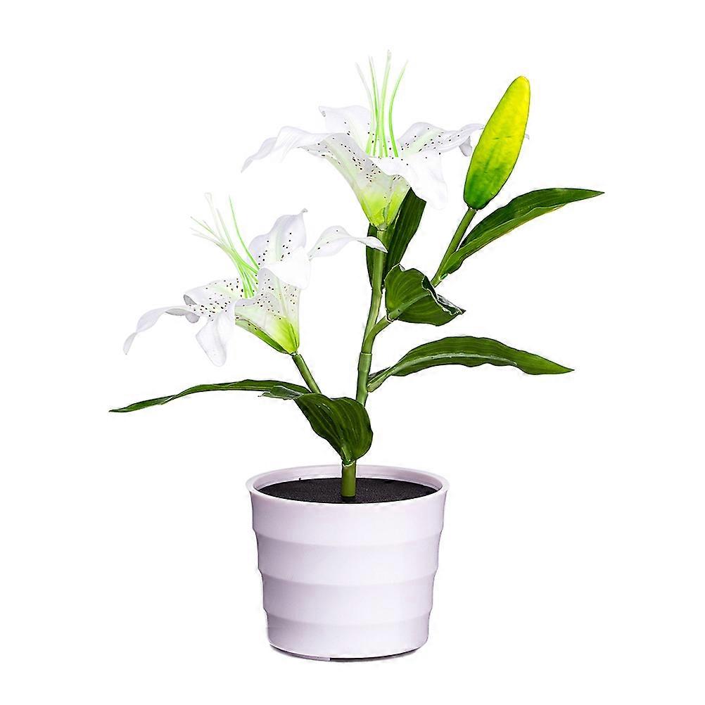 Solar Power Lily Light Decorative Light for Lighting Use White Flower Lamp