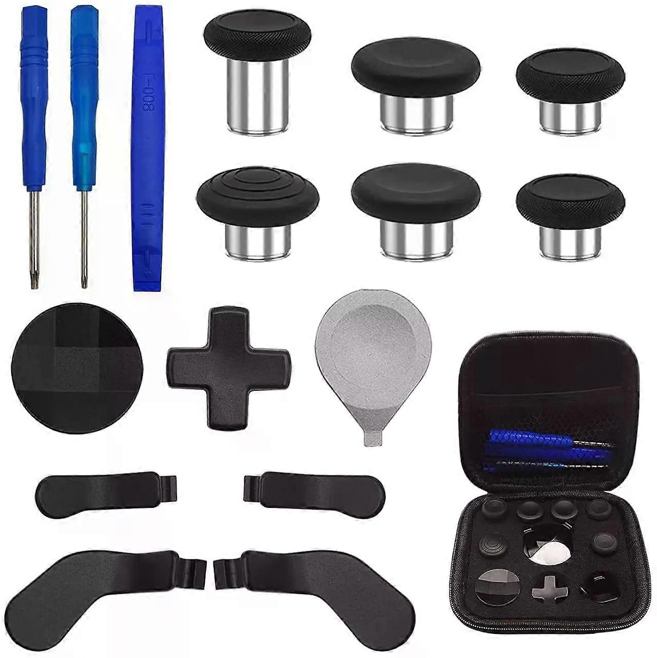 17 in 1 Metal Thumbsticks Replacements Accessories Kit Compatible with Xbox One Elite Series 2 Controller, Metal Thumbsticks with 6 Swap Joysticks 2 D