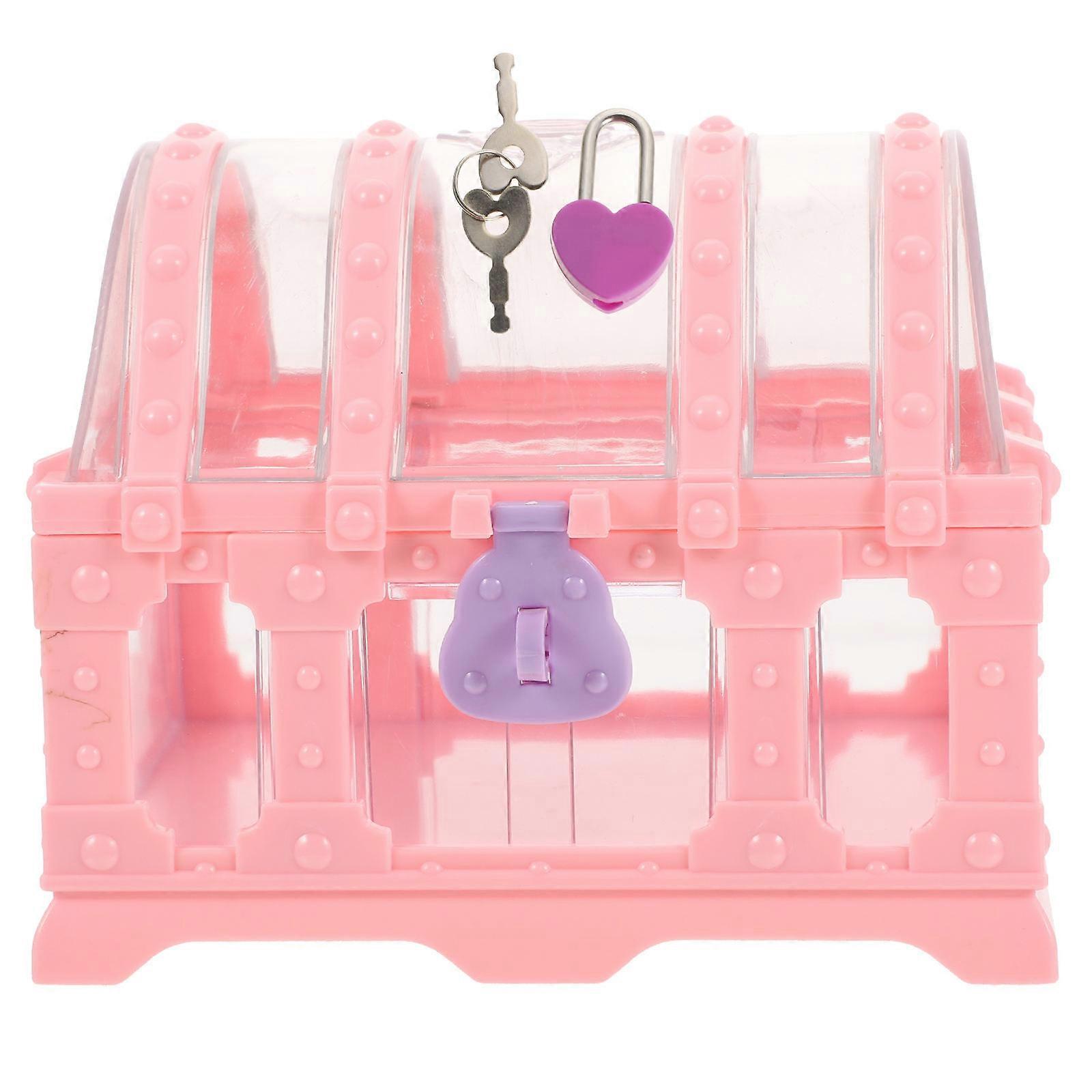 Treasure Chest Plastic Box for Storage Use 2Pcs Pink Kid Toy