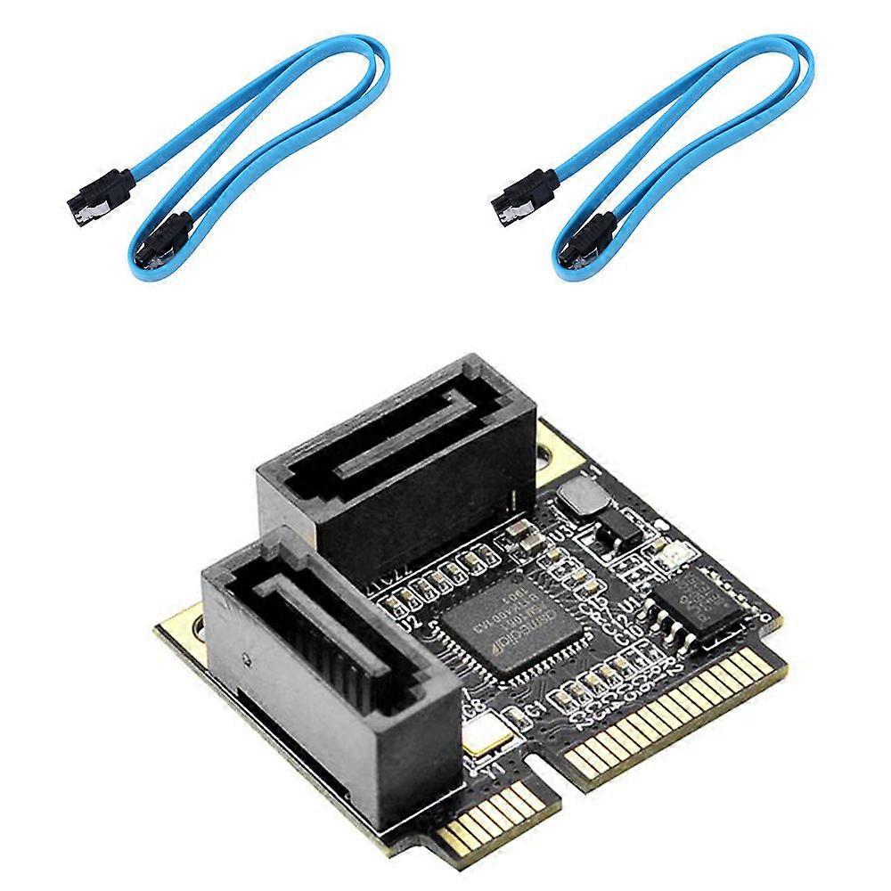 2 Ports Mini PCI-E Extension Card with SATA Cable for PC Computer