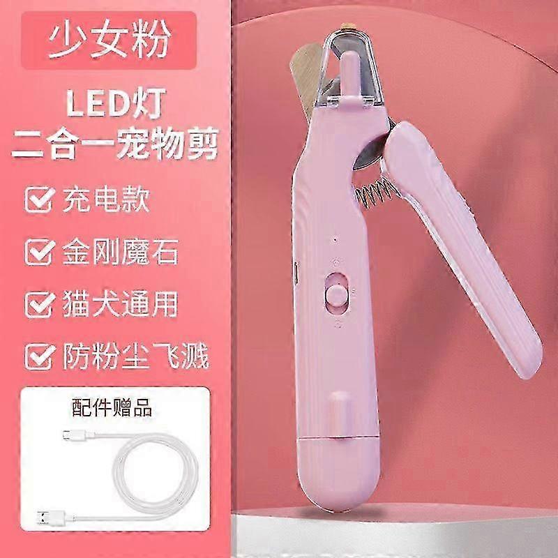 Type-C Rechargeable Dog & Cat Nail Clippers - LED Pet Nail Trimmer with Built-in Nail File, Extra Sharp Blades for Small & Medium Dogs, Indoor Cats