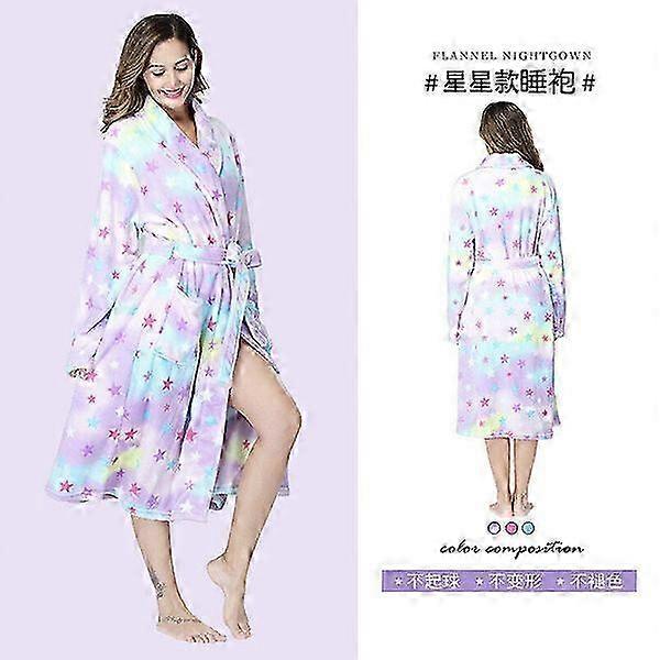 Purple Women's Robe With Adjustable Outer Strap, Heat-locking And Practical