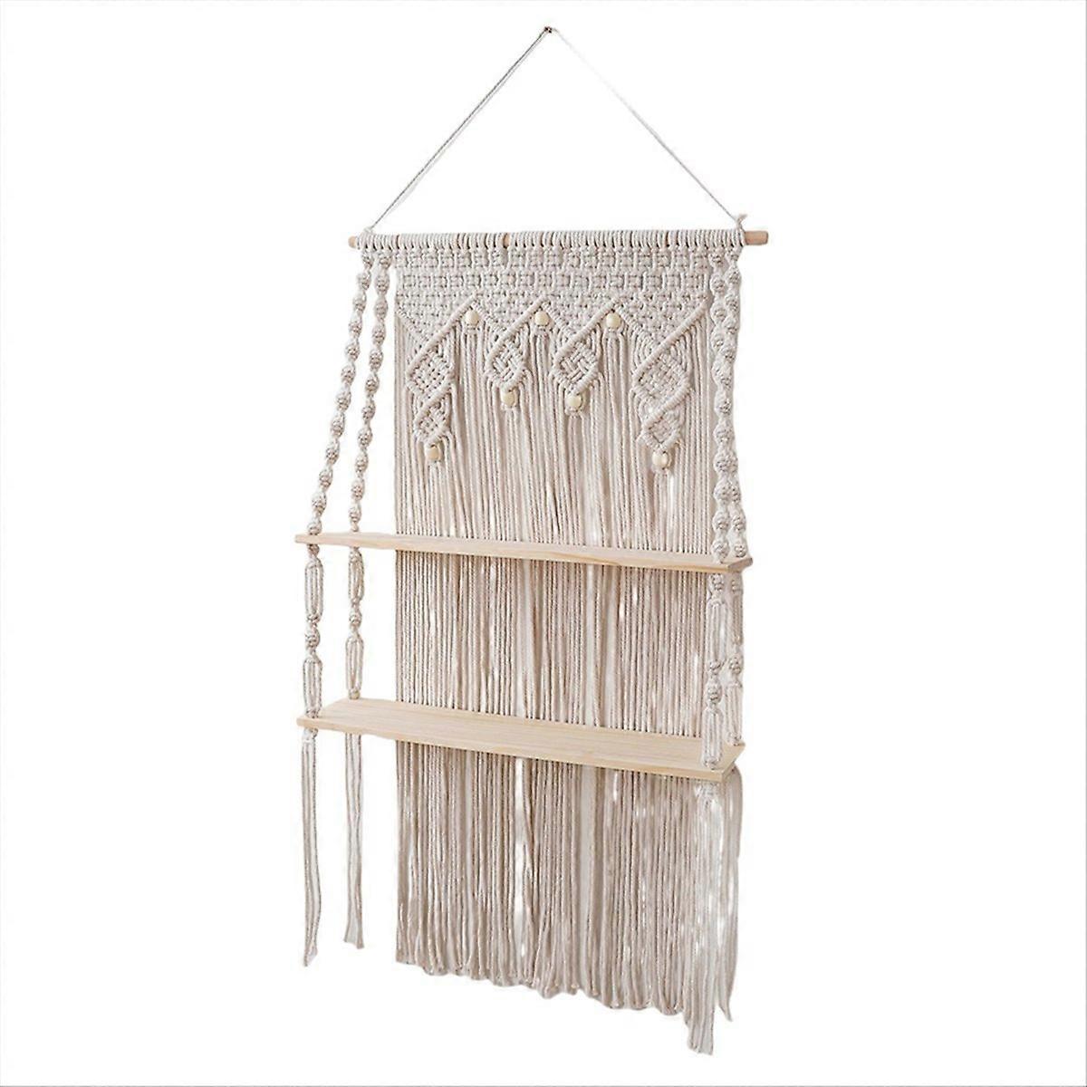 Wall Hanging Shelves Macrame Boho Floating Plant Photos Storage Rack
