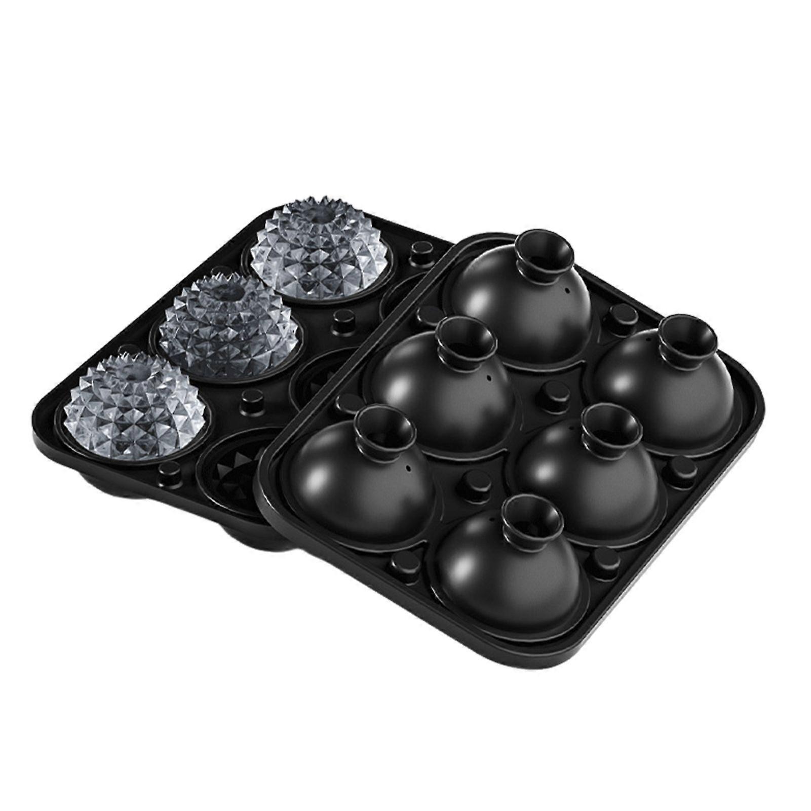 Large Ice Cube Tray Sphere Ice Cube Mold Slow Melting 6 Cavity Ice Cubes Maker for Cocktails Whiskey