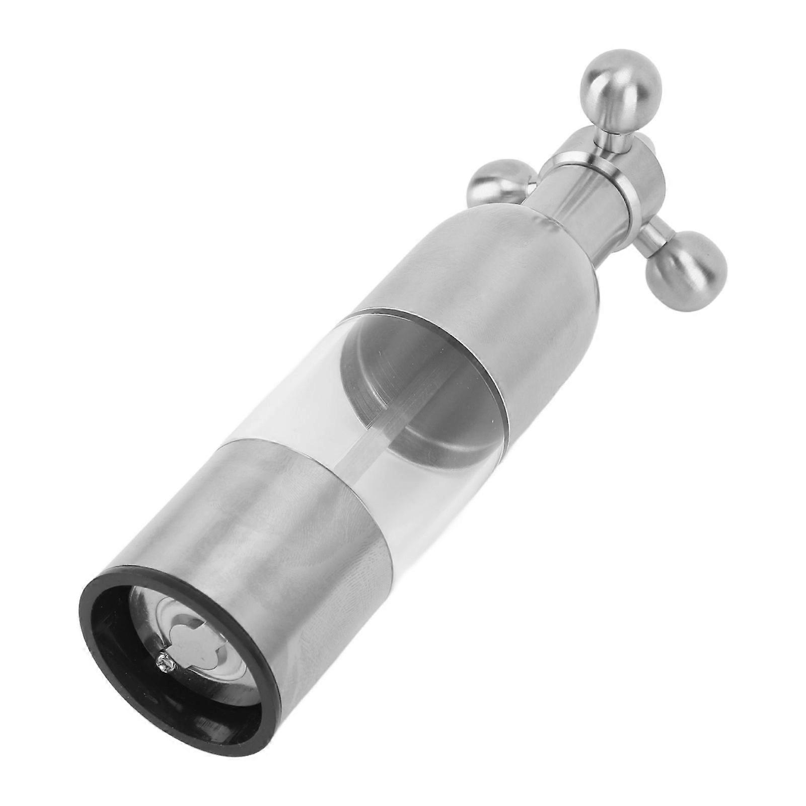 Pepper Mill Professional Refillable Ceramic Rotor Coarseness Adjustable Manual Pepper Salt Grinder for Kitchen Silver L 
