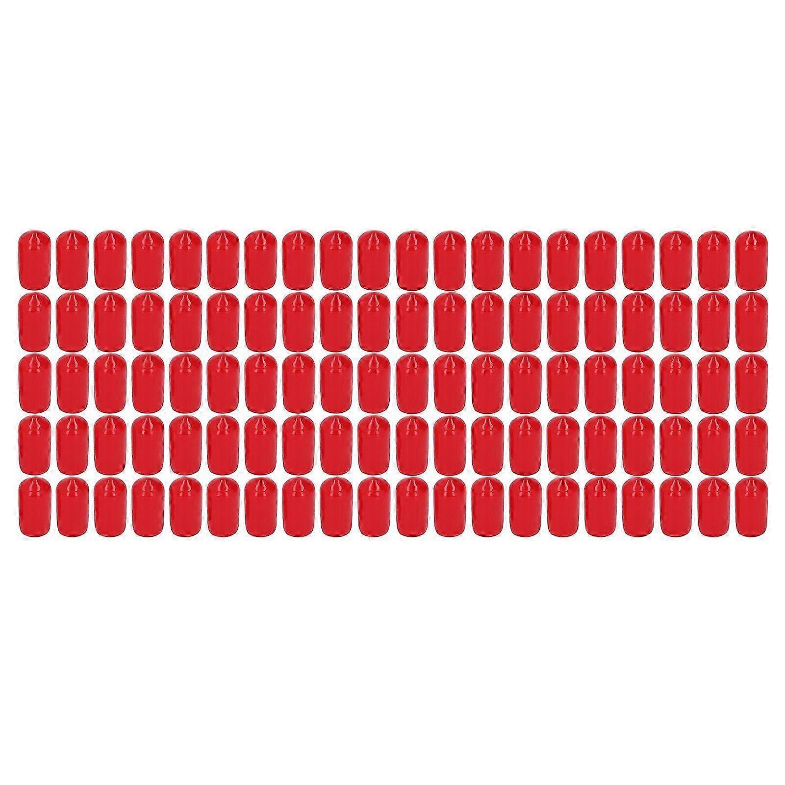 100Pcs End Cap Cover PVC Round Flexible Flame Retardant Screw Thread Protector Red 10mm
