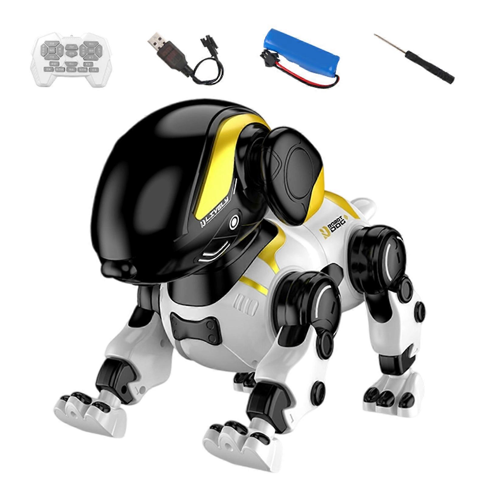 Interactive Programmable Robot Dog Toy With Voice Control Remote Sensor Stunt Functions Rechargeable Battery Multicolor