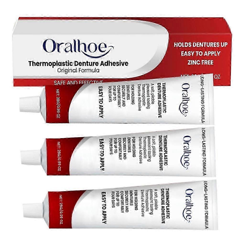 Long Lasting Thermoplastic Denture Adhesive, Refits and Tightens Loose Up