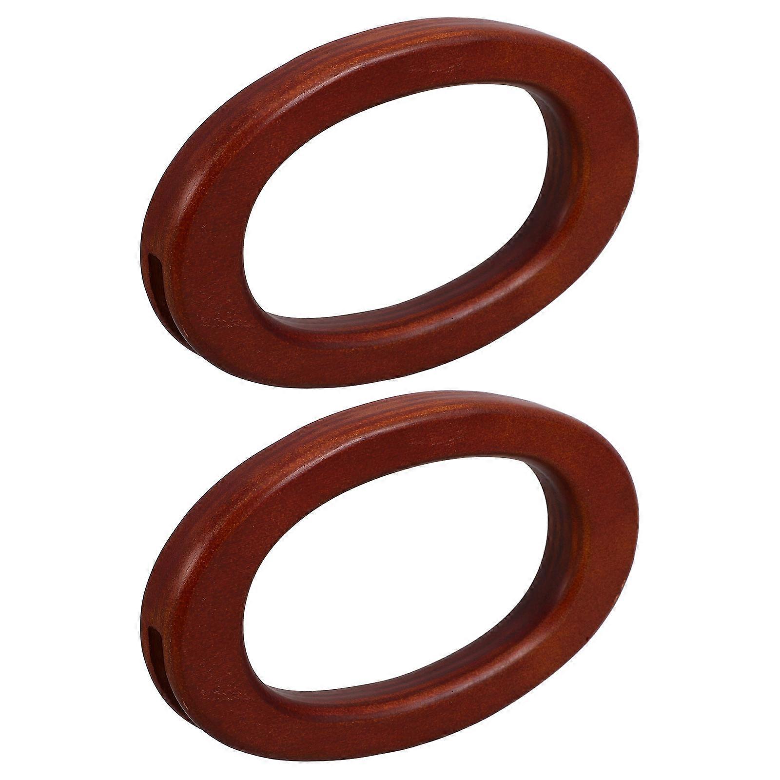 Replacement Handbag Hardware 2Pcs Wooden Round Handles Fit For DIY Enthusiasts With Durable Metal Hardware And Minimalist Style