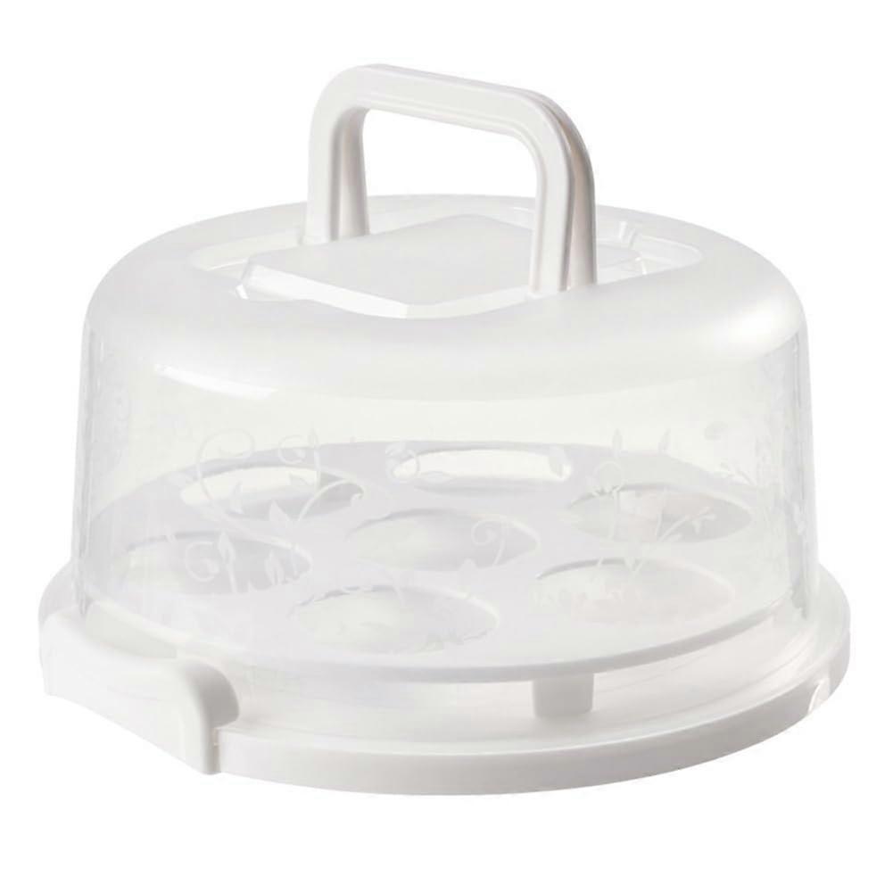 Round Cake Carrier with Lid and Handle, Plastic Cupcake Holder for Cake Transport and Storage