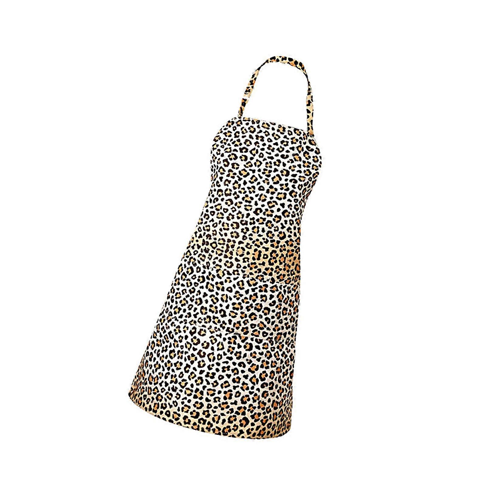 Kitchen Apron With Modern Leopard Pattern Machine Washable Polyester Water Resistant For Home Cooking Professional Use Multicolor