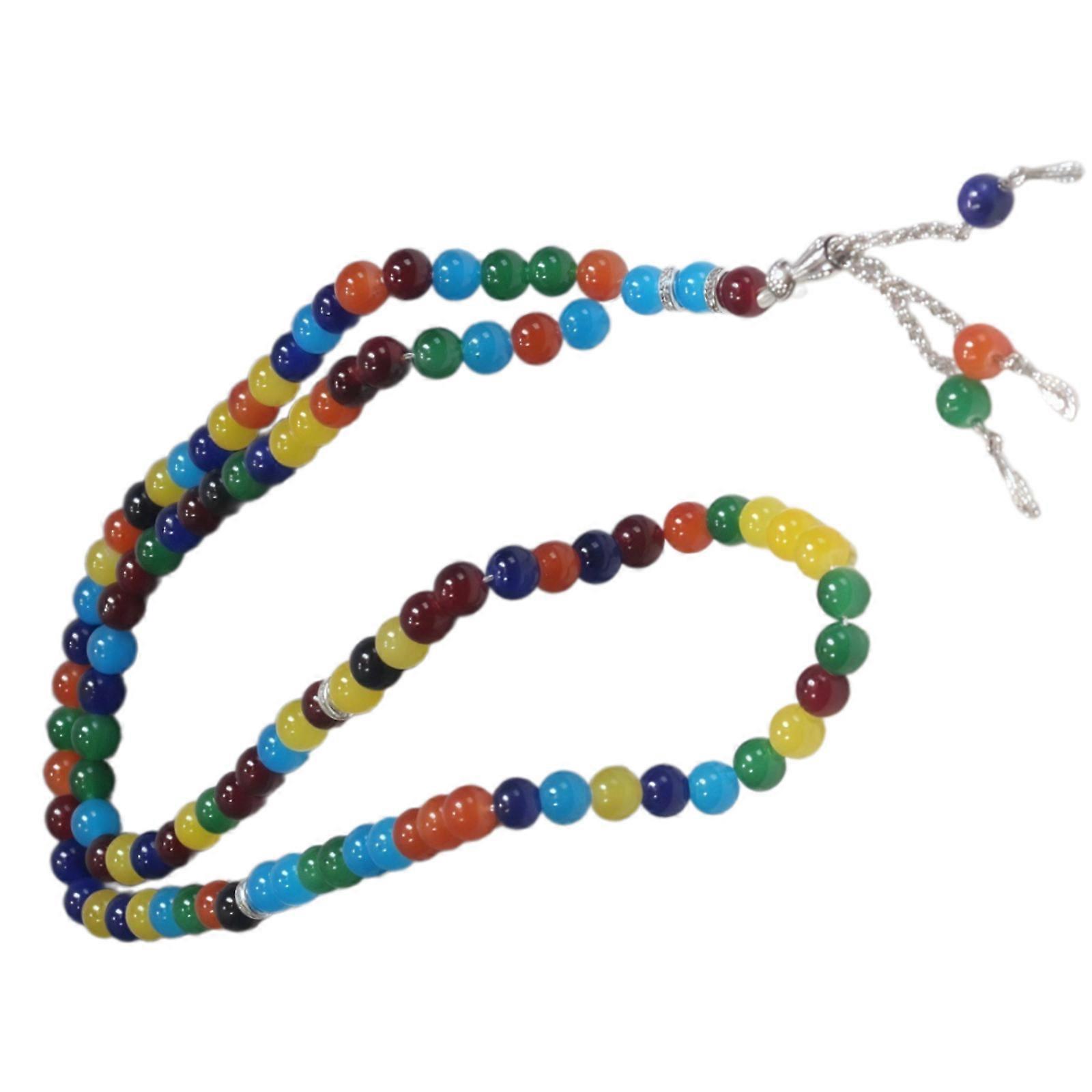 Two Tone Imitation Agate Beaded Wristband 99 Smooth Round Beads Breathable Design For Formal Or Daily Accessorizing Multicolor