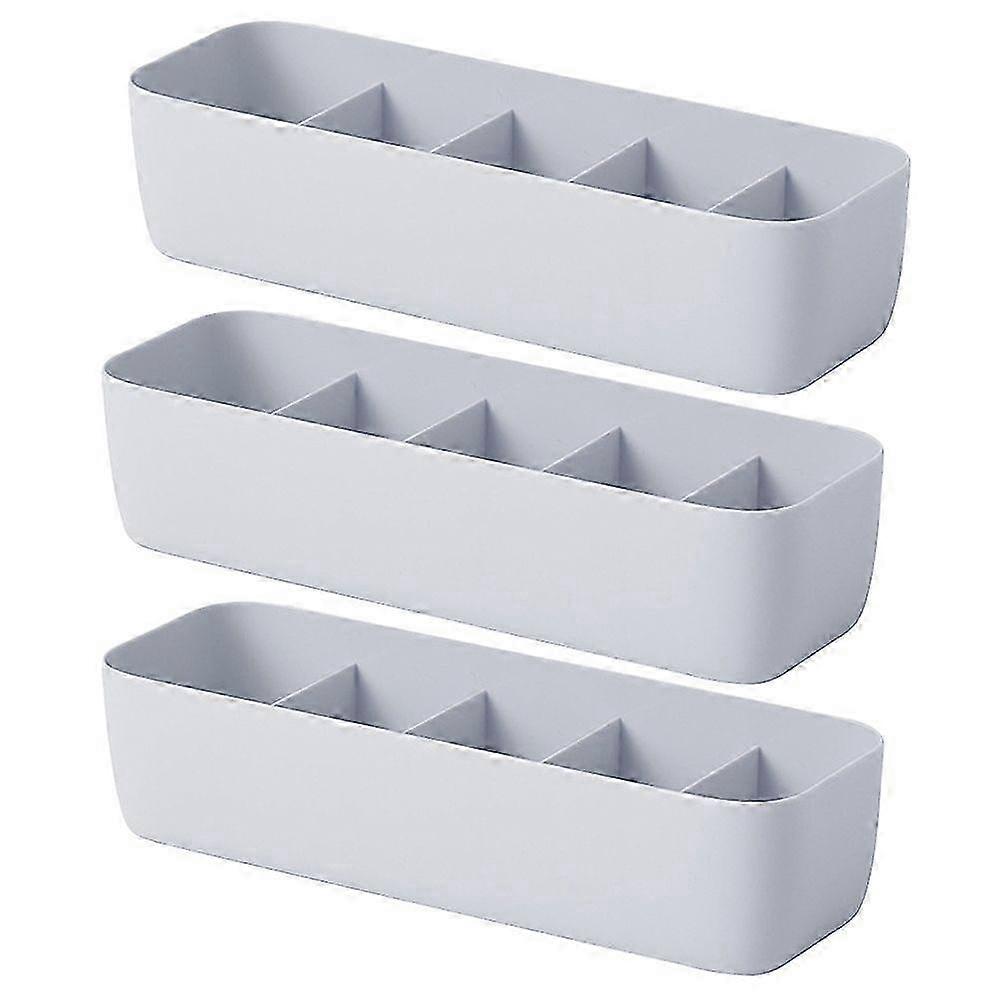 3pcs 5 Compartment Storage Box Stackable Plastic Socks Underwear Panties Cases