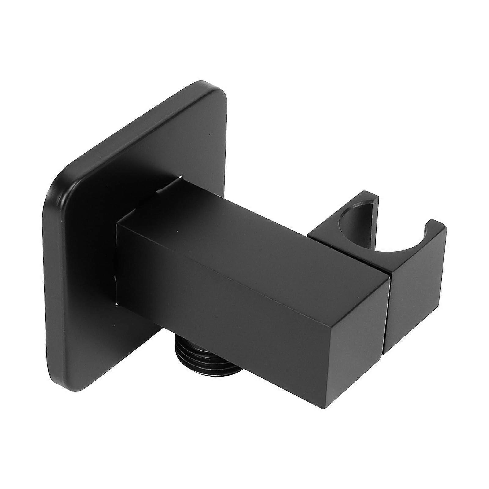 Wall Supply Elbow with Handheld Shower Holder, Solid Brass Square Bracket, Matte Black G1/2 Connector