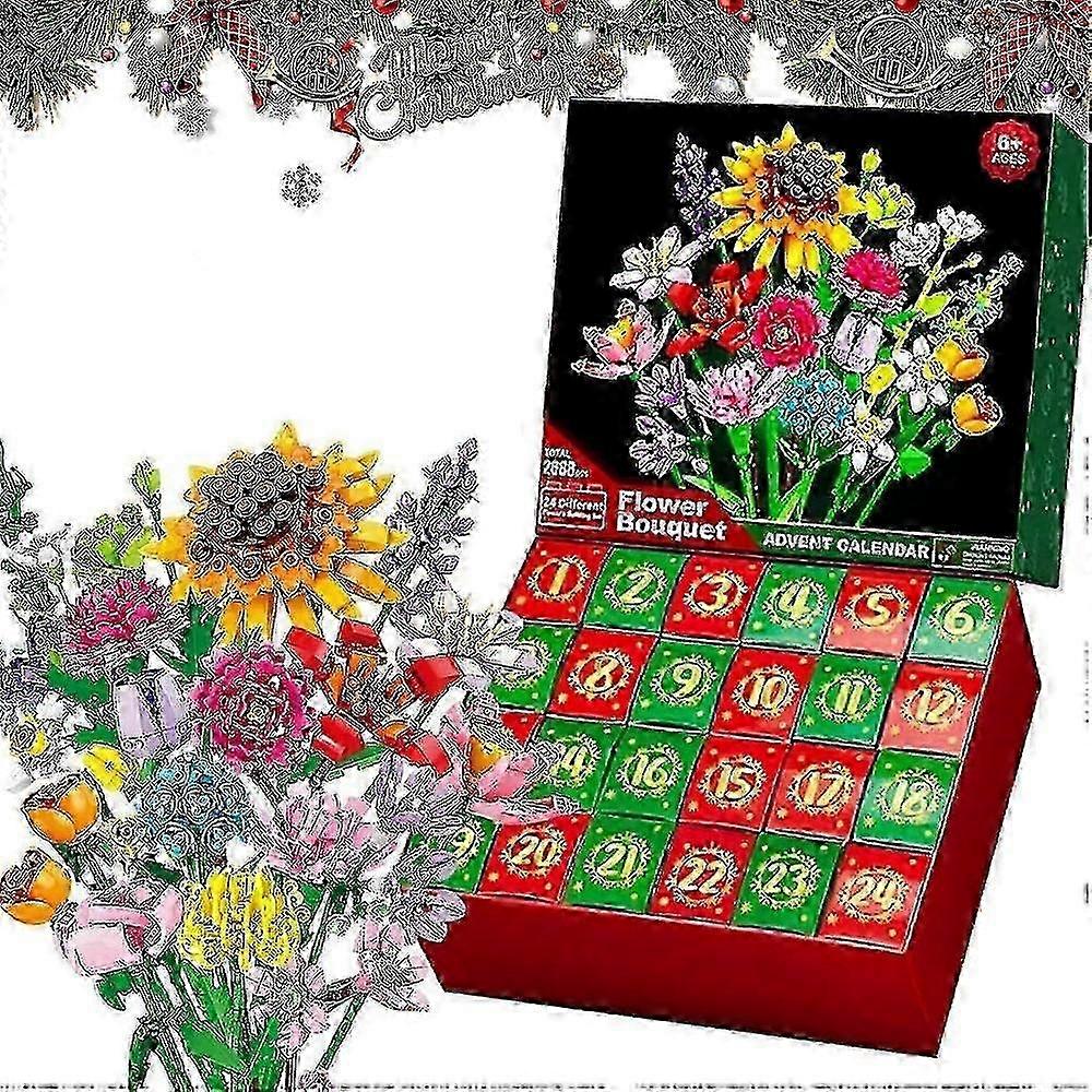 2024 Christmas Advent Calendar with 24 Day Flower Bouquet Building Blocks