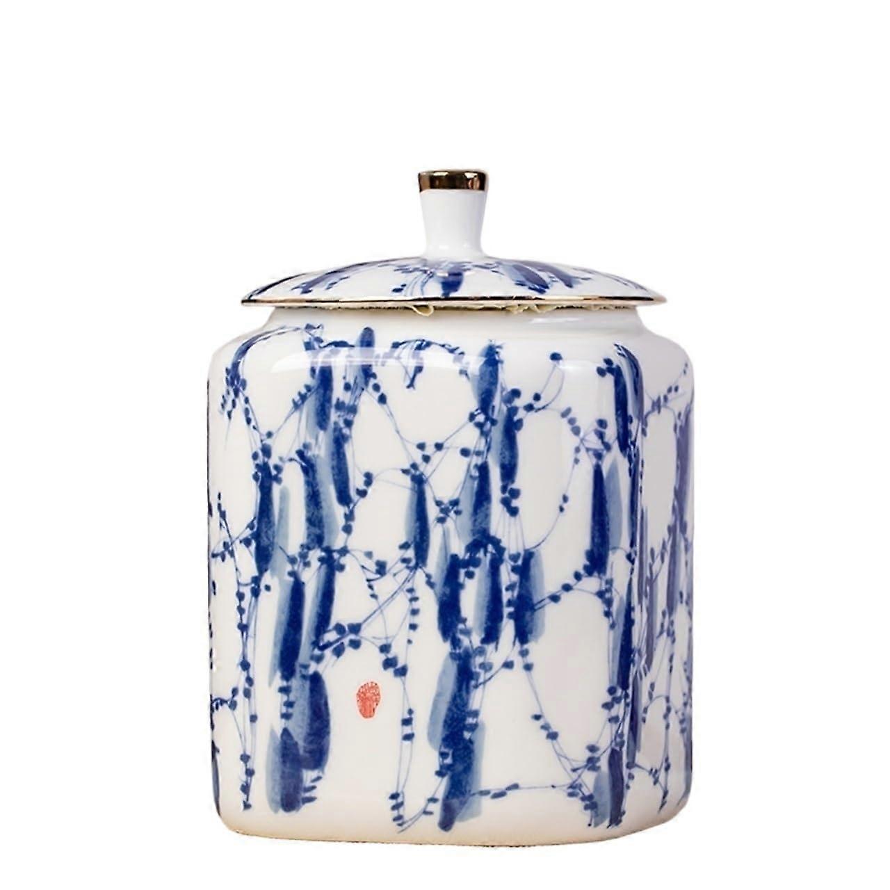 Ceramic Kitchen Storage Jars Set for Tea Coffee Sugar with Airtight Lid Candy Container Blue