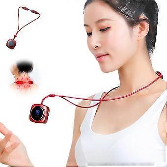 Mini Massageador Elétrico para Pescoço Cailmei, 3 Níveis de Intensidade, 19 Ajustes, Compressas Quentes, Carregamento USB, Vermelho