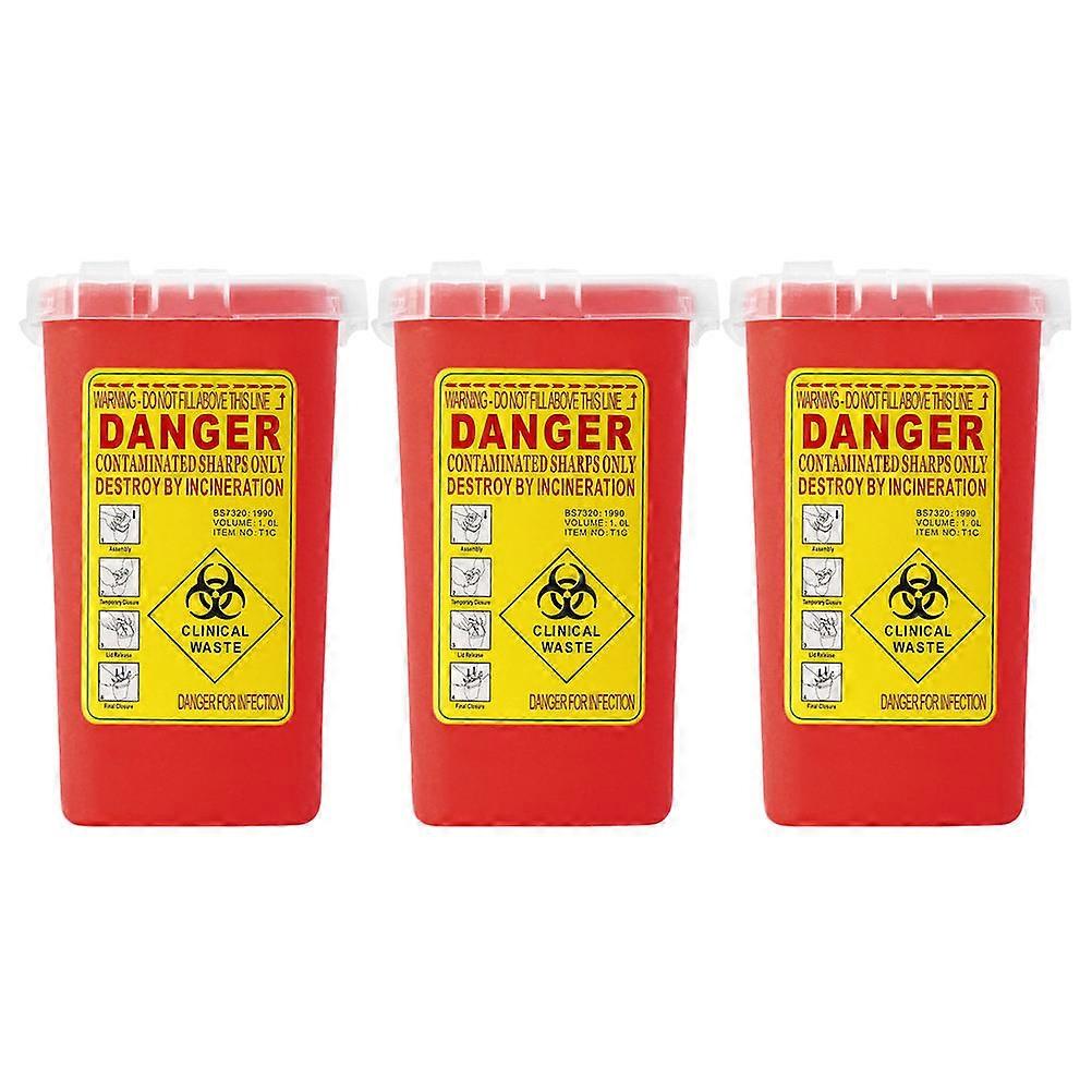 Needle Disposal Bin Sharps Disposal Container Home Use Barber .50X9.50X9.50CM 3Pack