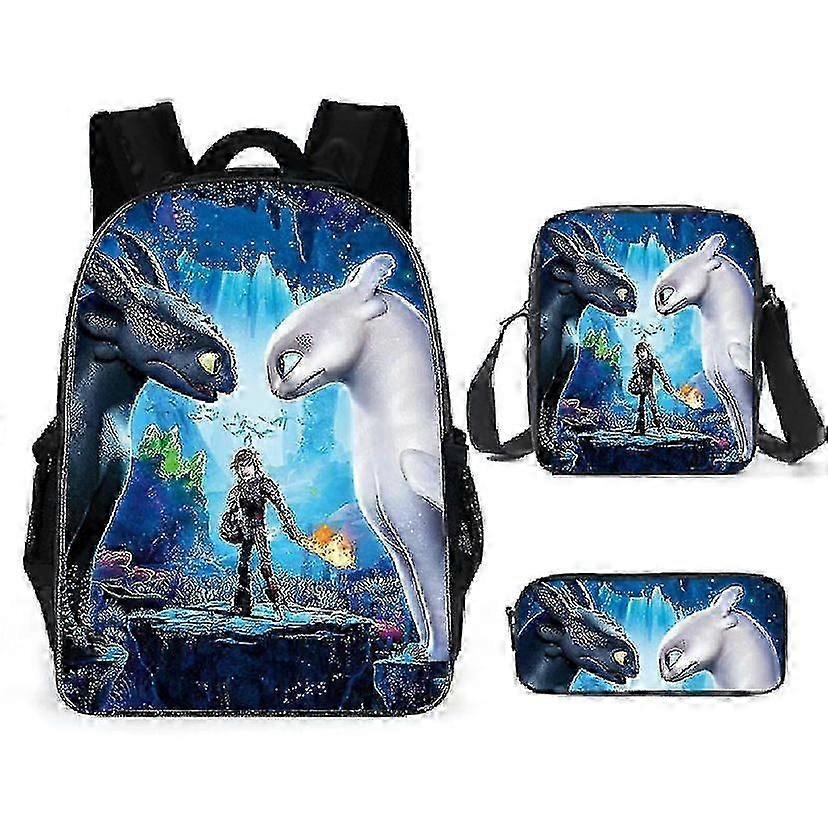 17-inch student backpack set 3D digital printing backpack three-piece set