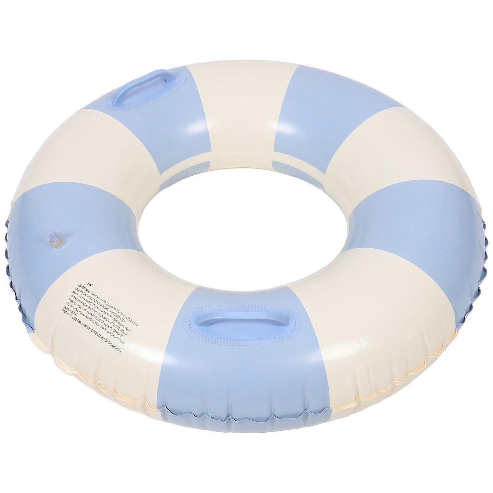 Vintage Striped Inflatable Pool Float with Double Handles for Adults Swimming Ring Summer Fun