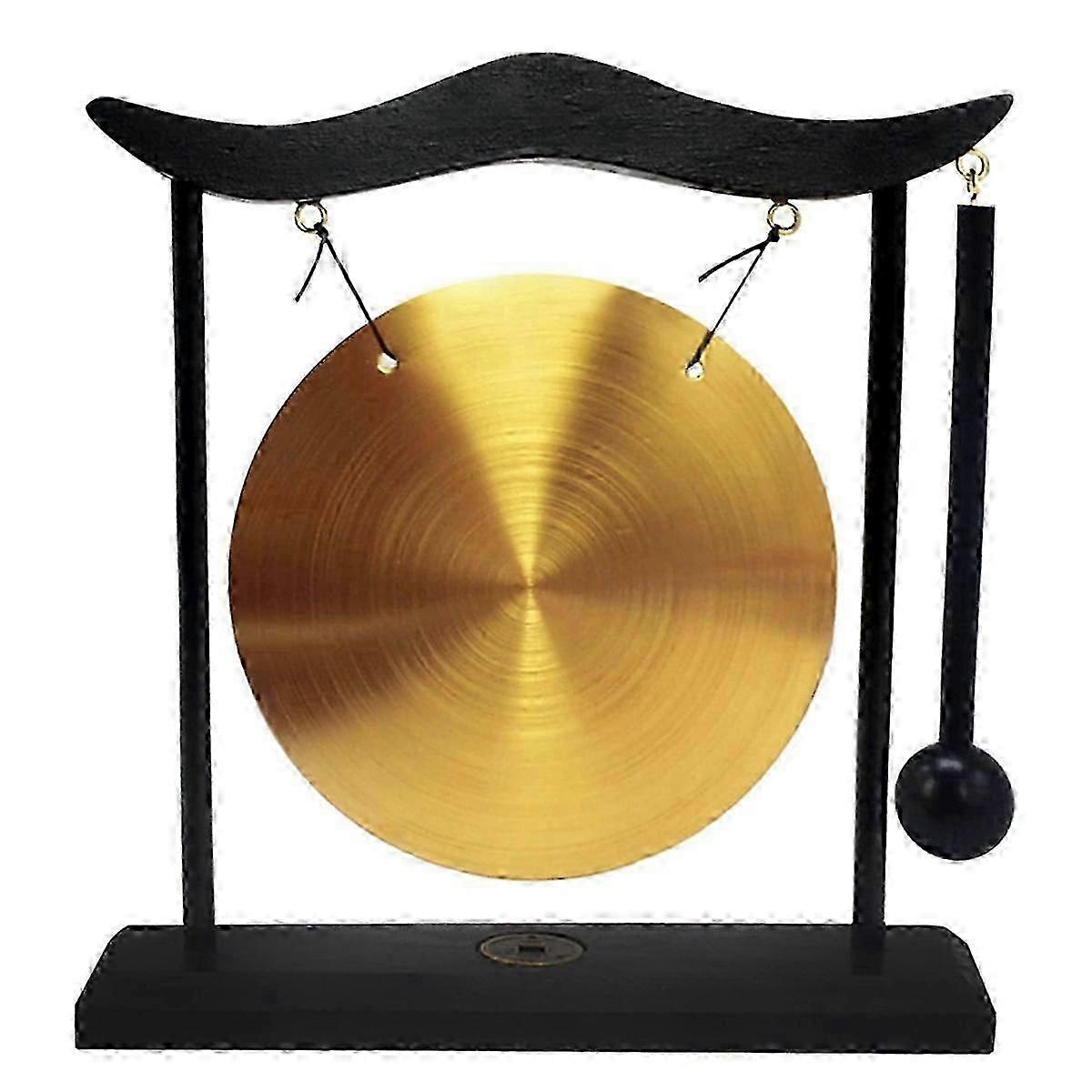Mini Desktop Gong with Mallet - Elegant Tabletop Wind Chime Percussion Instrument for Home Decor