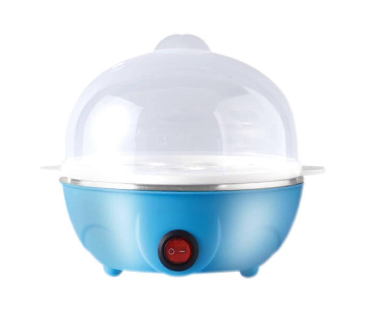Stainless Steel Egg Cooker 7 Eggs, OneKey Fast Cooking, Auto ShutOff, AntiHeat Handle, Blue